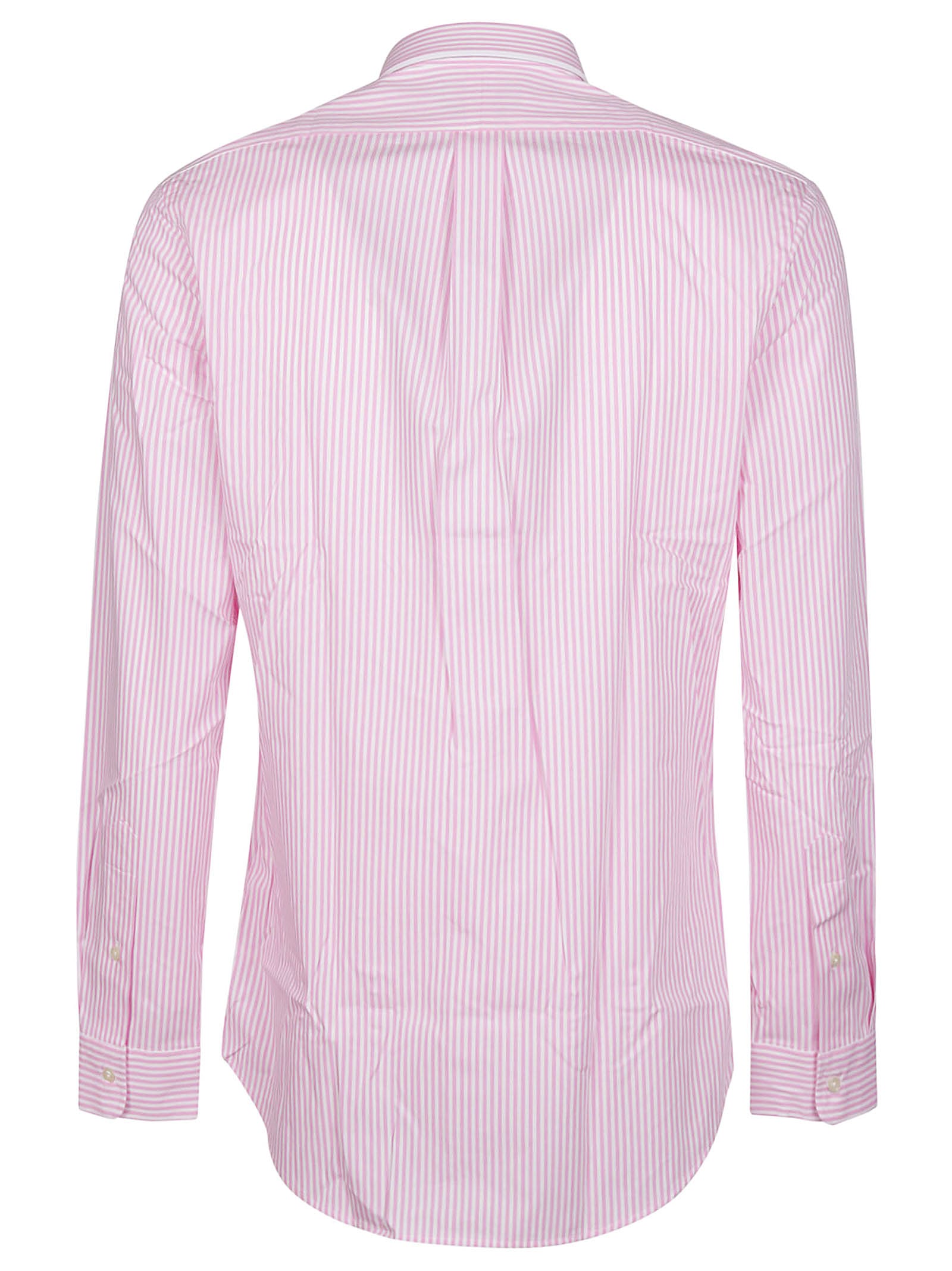 Shop Polo Ralph Lauren Long Sleeve Sport Shirt In Pink/white