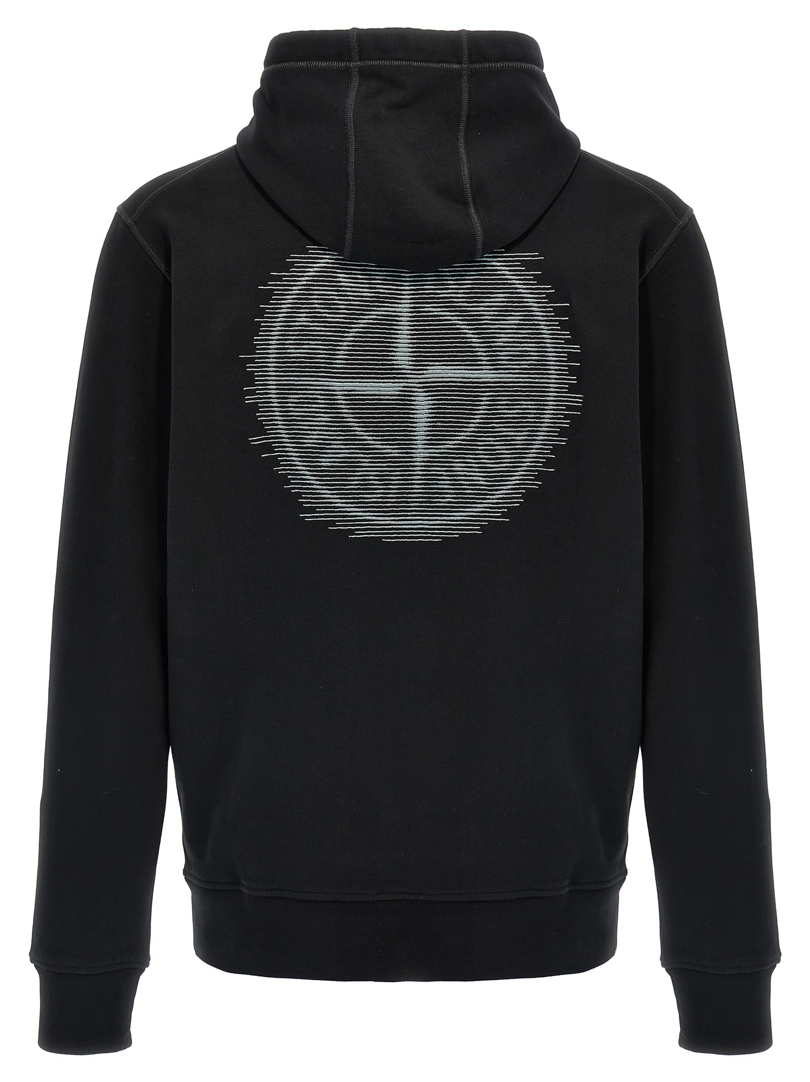 Shop Stone Island Logo Embroidery Hoodie In Black