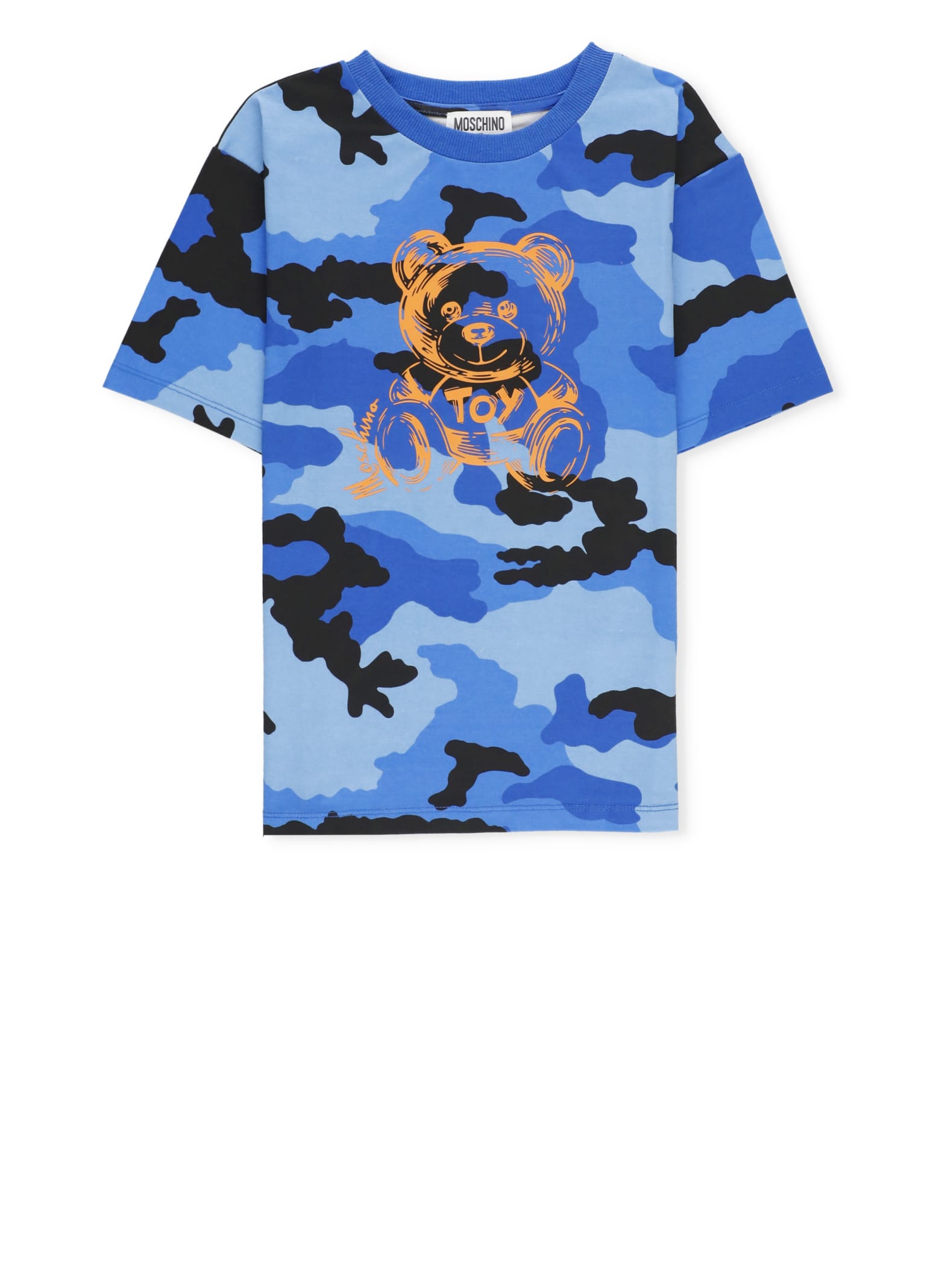 Shop Moschino T-shirt With Print In Blue