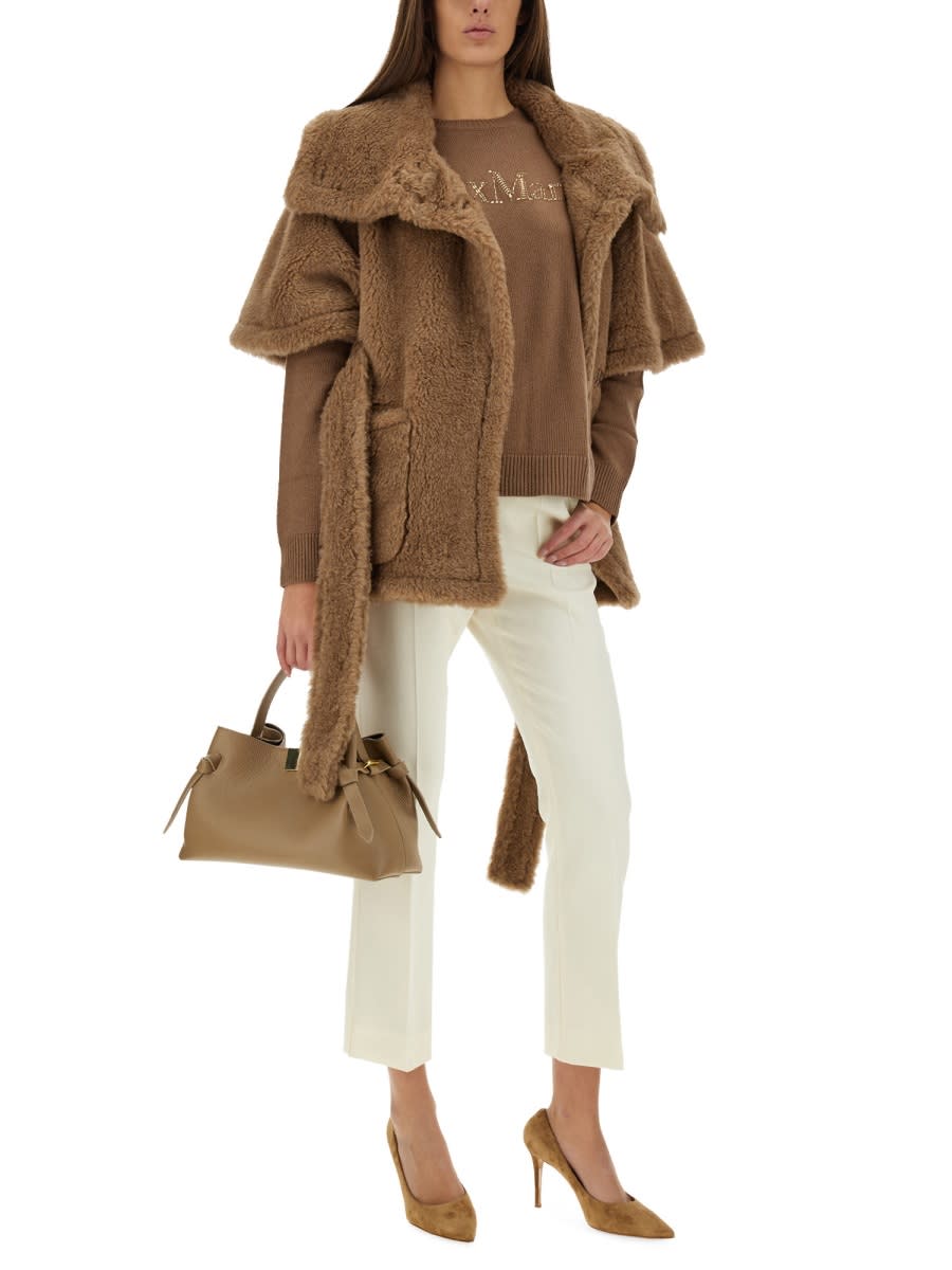 Max Mara Nepeta Stretch Wool Pants In Bianco