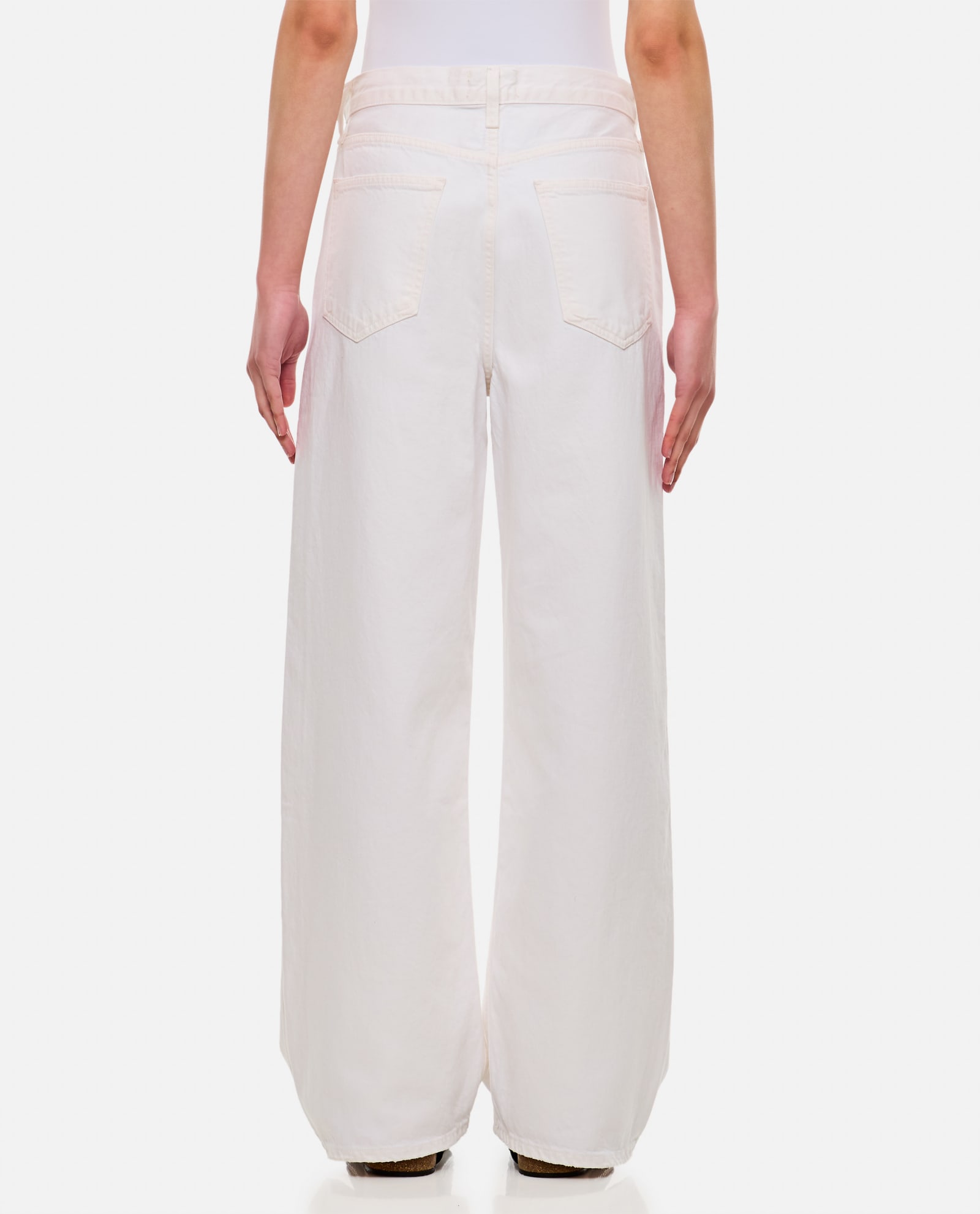 Shop Agolde Low Slung Baggy Denim Pants In White