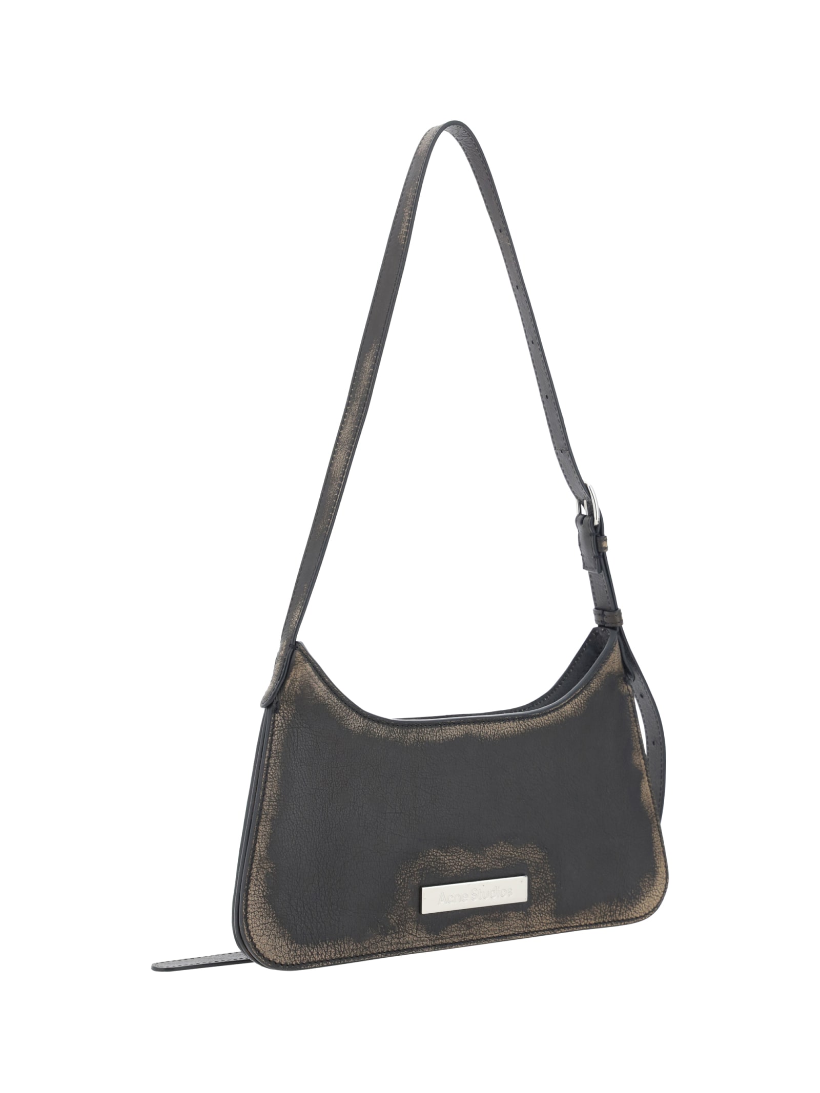 Acne Studios Hobo Brown Leather Bag In Dark Brown/beige