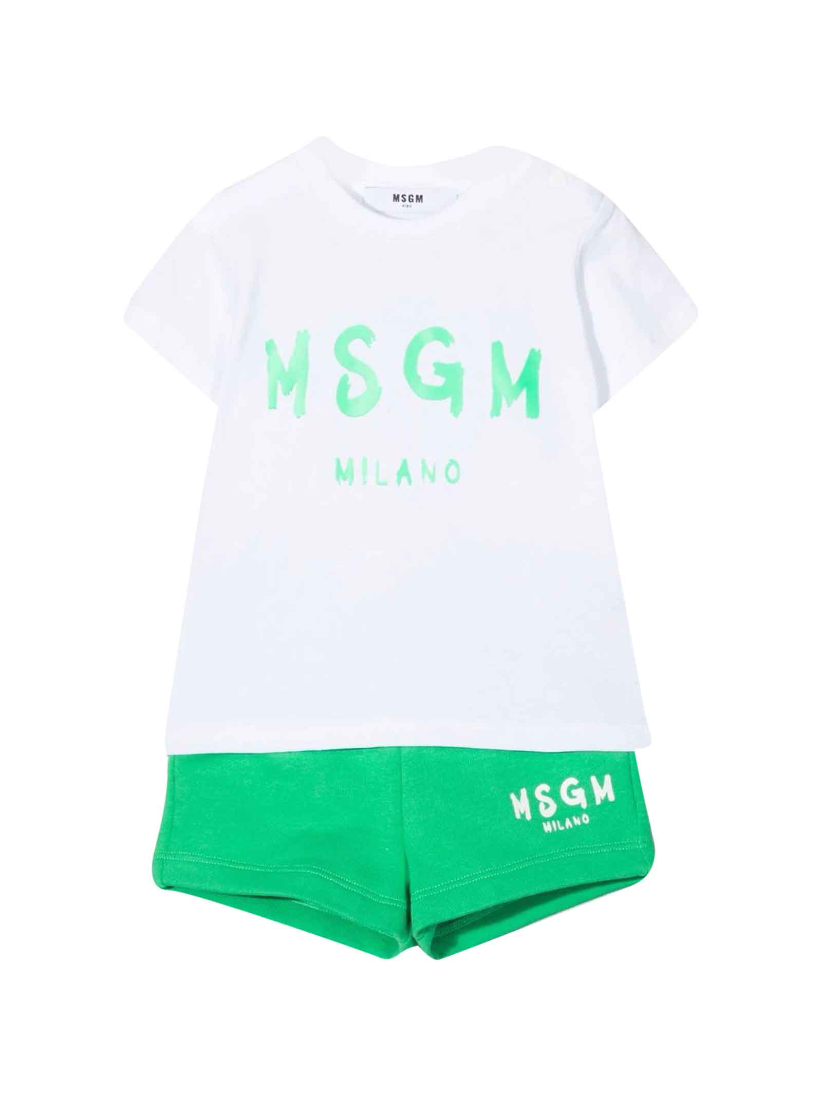 MSGM White / Green Suit Baby Boy