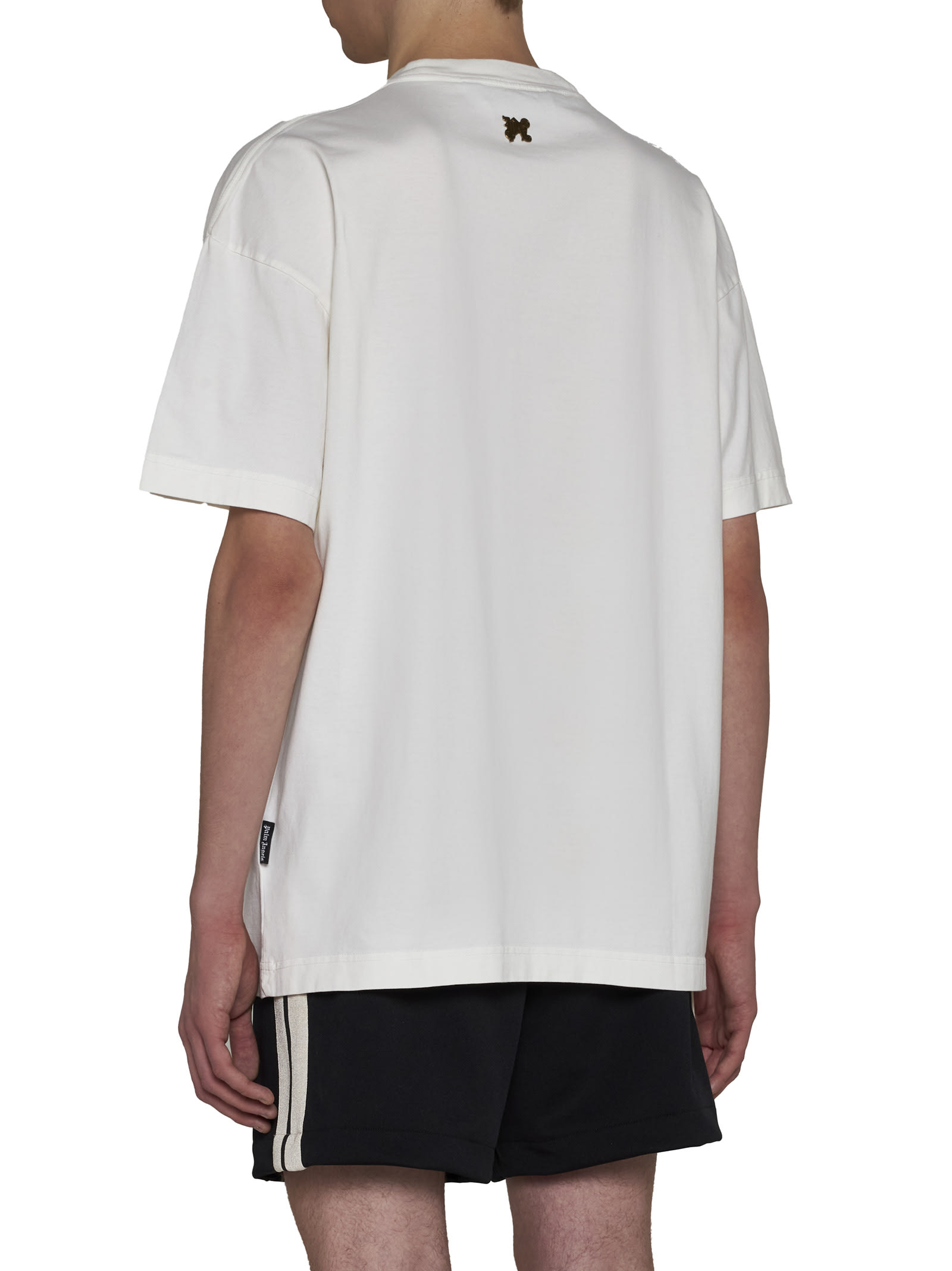 Shop Palm Angels T-shirt In Off White Gold