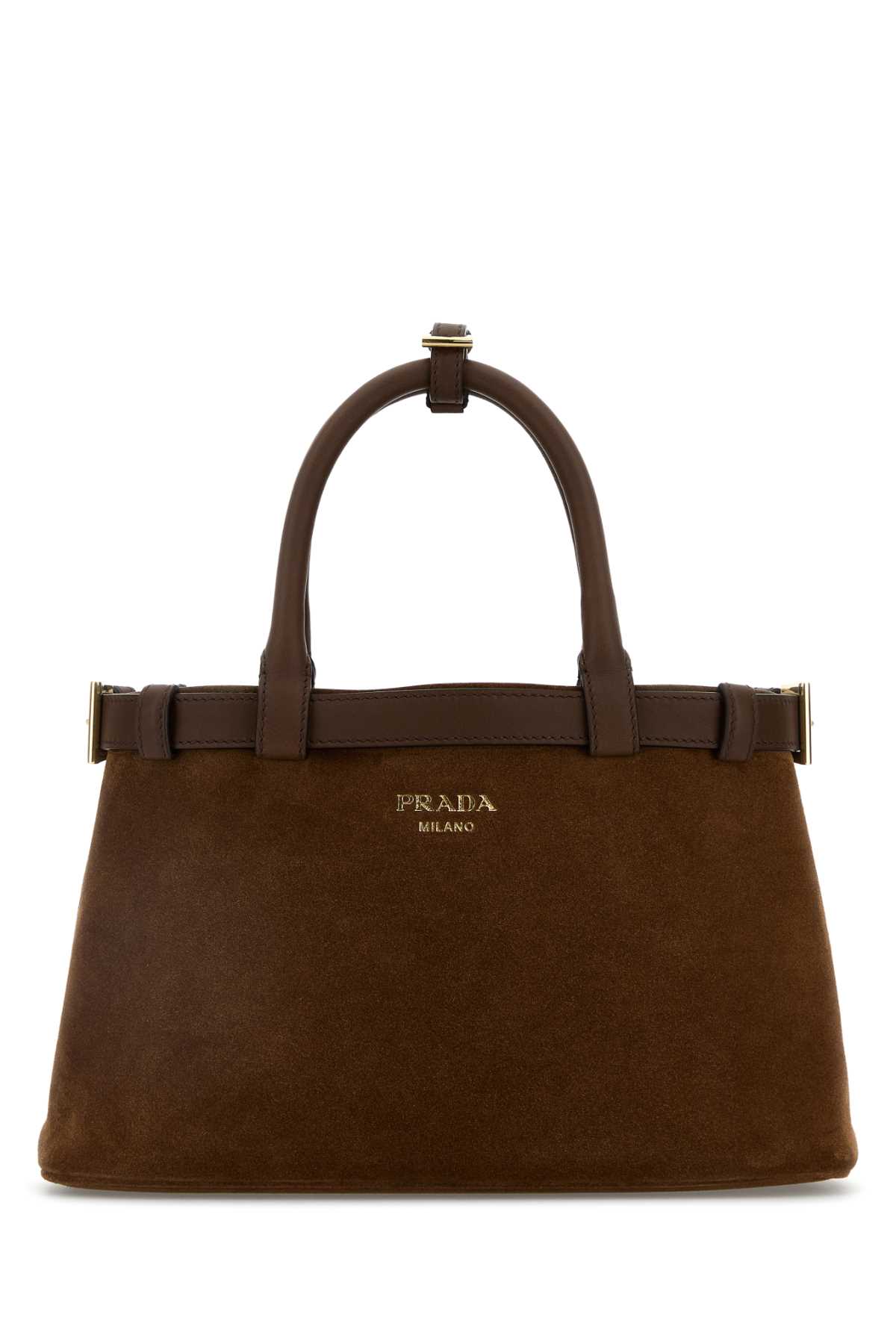 PRADA BROWN SUEDE PRADA BUCKLE HANDBAG