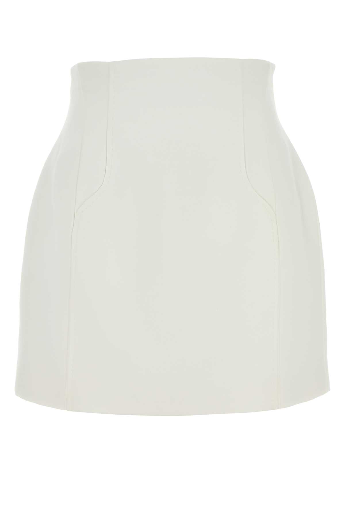 White Stretch Polyester Blend Boyd Mini Skirt