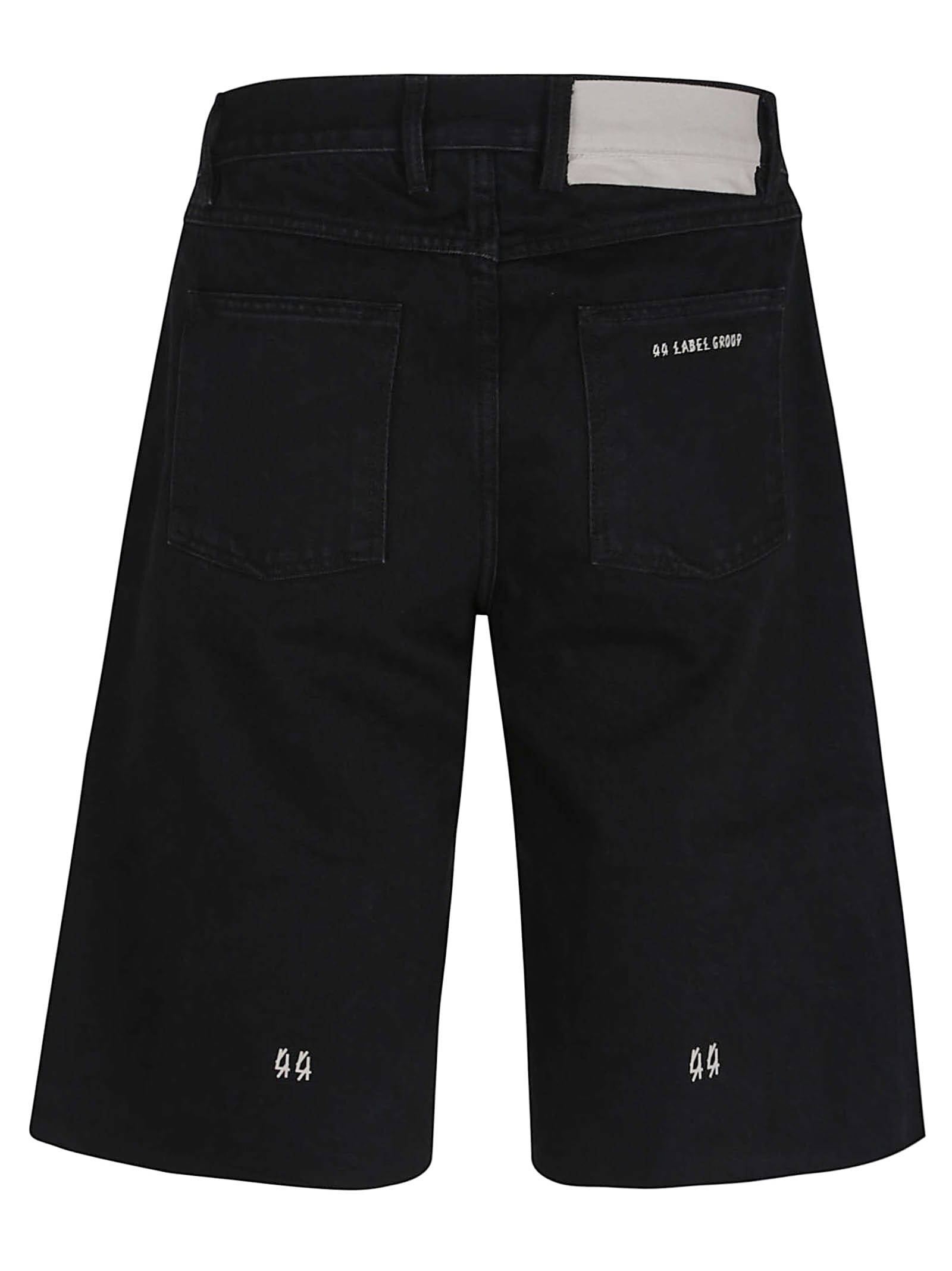 44 Label Group Black Bermuda Pants With Tie Detail On The Front And Logo Embroidery On The Rear In Black
