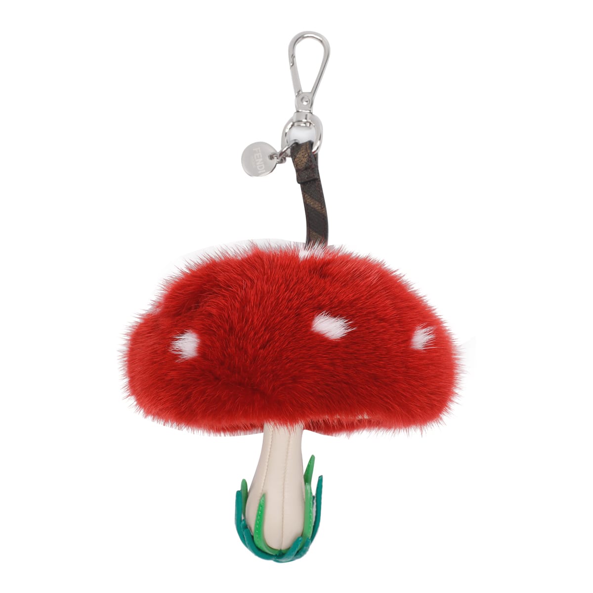 Fendi Multicolor Leather And Fur Fungo Charm In Red