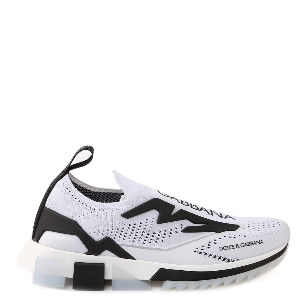 Buy Dolce & Gabbana Sorrento White Stretch Sneaker online, shop Dolce & Gabbana shoes with free shipping