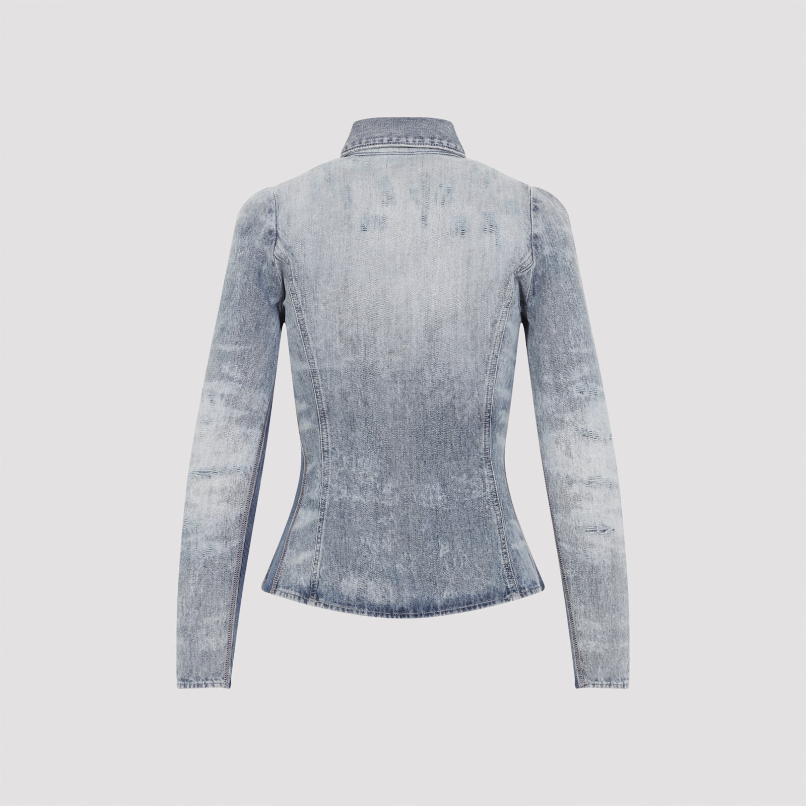 Diesel Distressed Long Sleeve Fitted Top In Blue