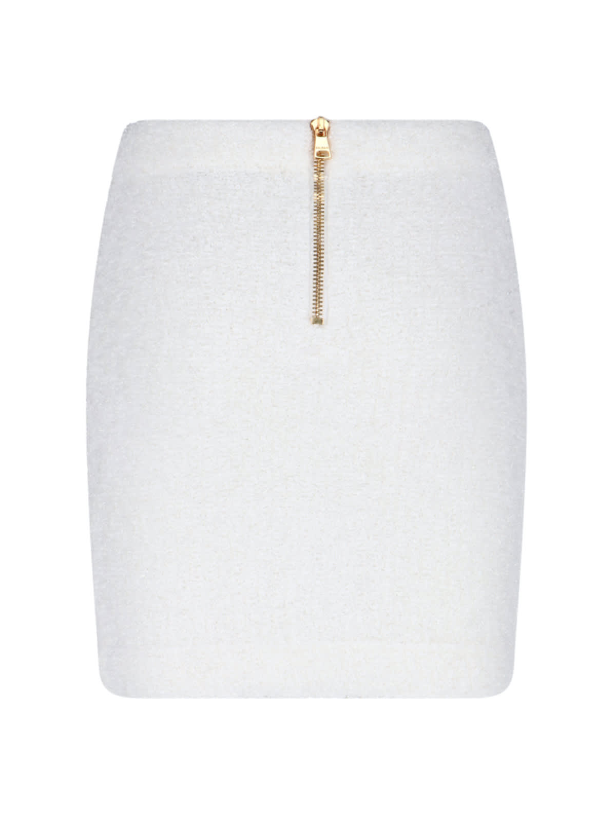 Shop Balmain Buttons Miniskirt In White