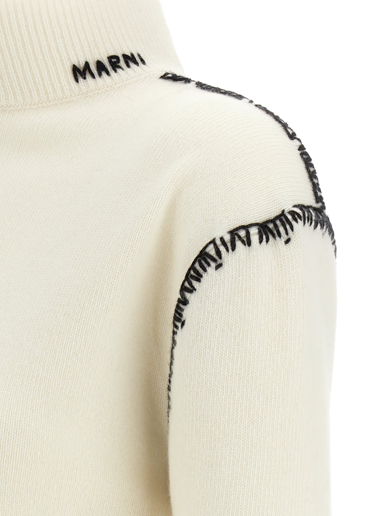 Shop Marni Mending Detail Cardigan In White/black