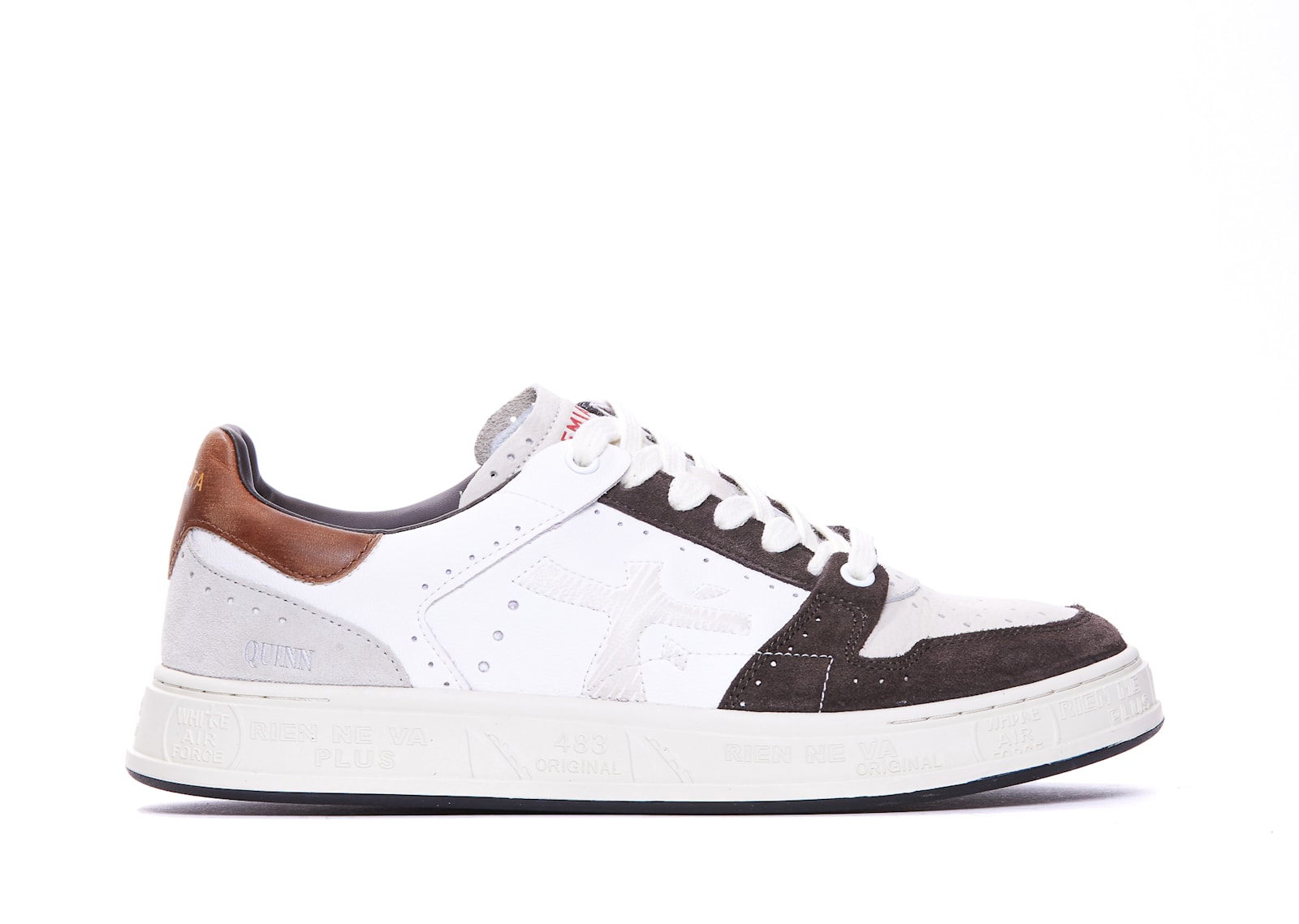 Shop Premiata Quinn Sneakers In Bianco/marrone