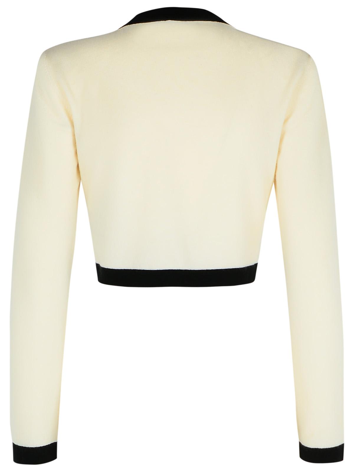 Balmain Wool Blend Cropped Cardigan In Cream