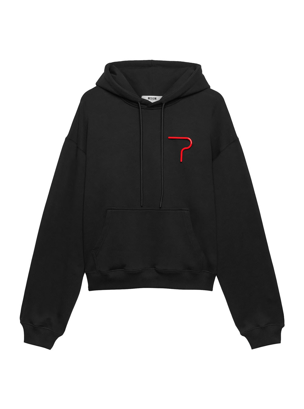 Black Hoodie With Detail On The Front In Cotton Man