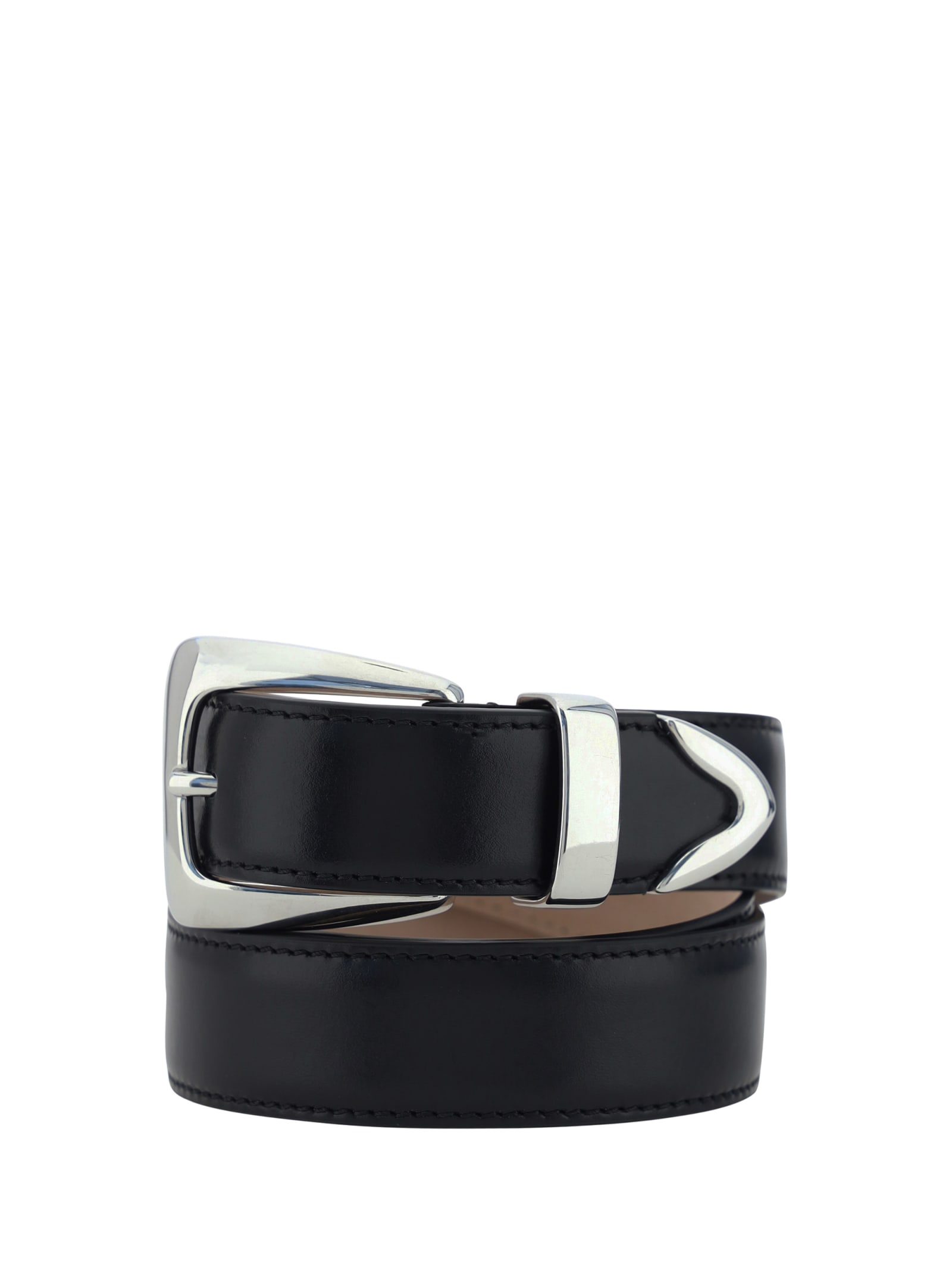 Khaite Black Calf Leather Bos Taurus Regular Belt In Black