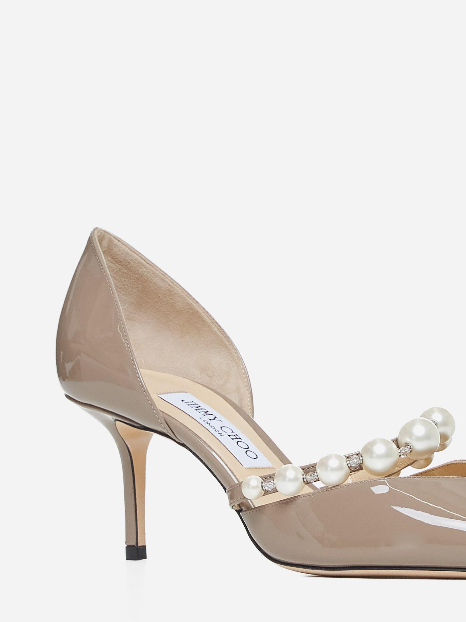 Shop Jimmy Choo Aurelie Patent Leather Pumps In Grigio