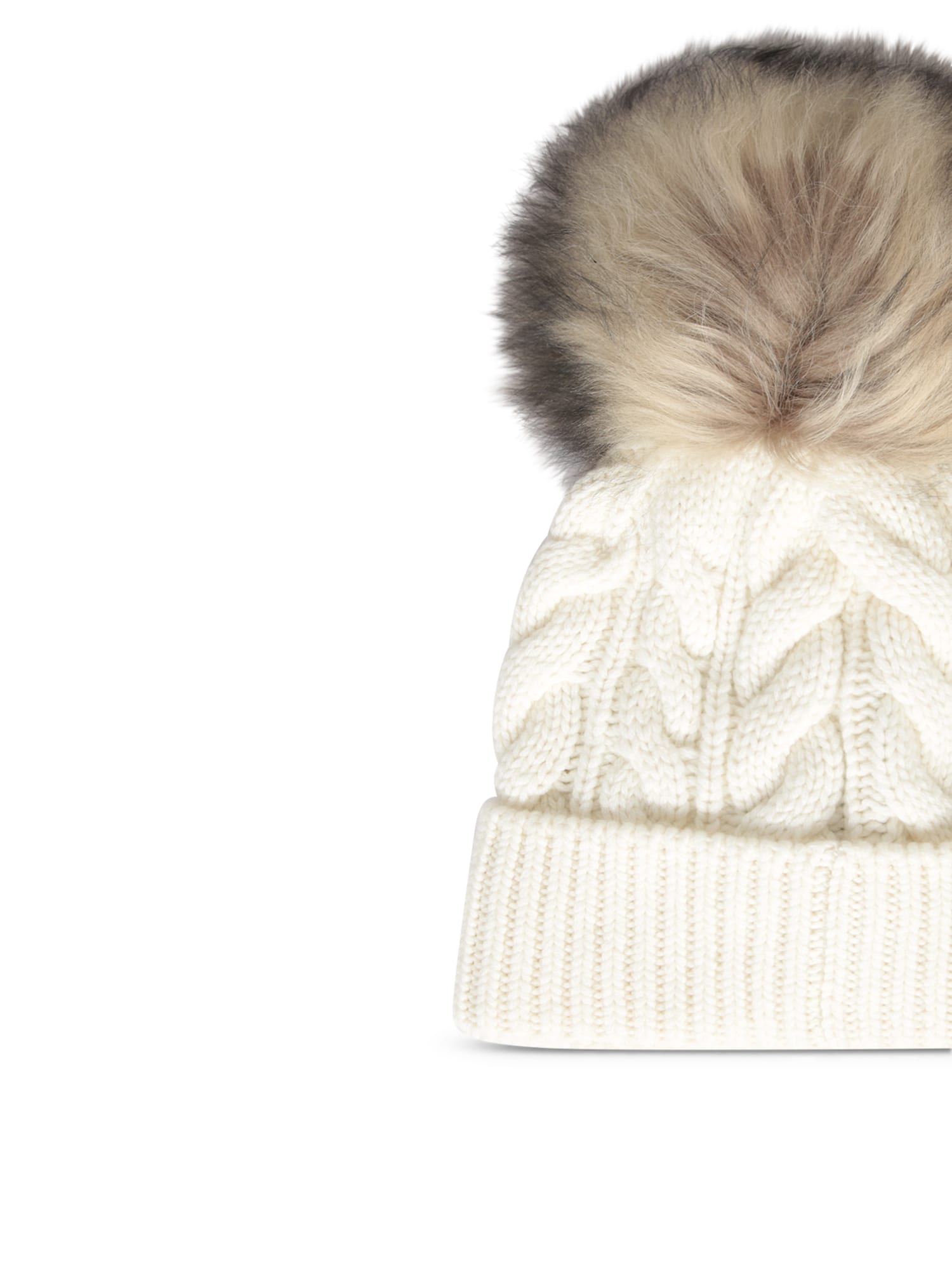 Shop Moncler White Pom Pom Beanie Hat