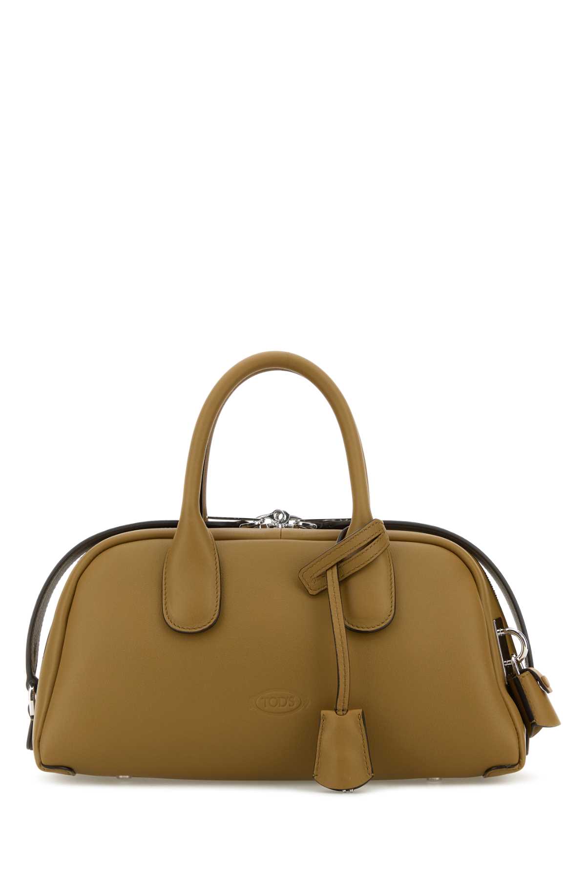 Shop Tod's Khaki Leather Small Darsena Handbag In S417