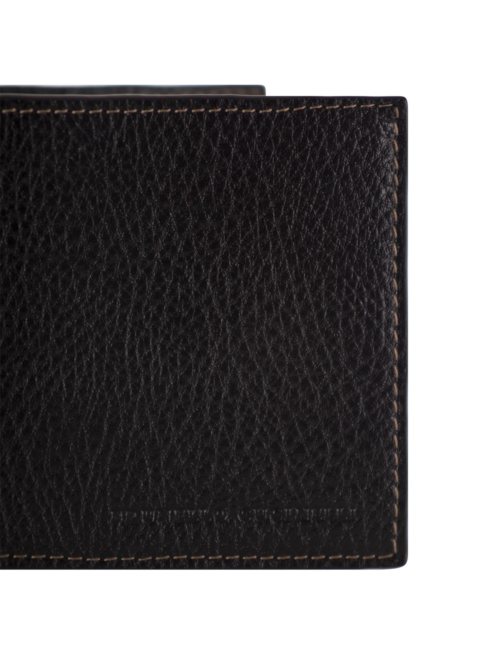 Brunello Cucinelli Grained Leather Wallet In Black