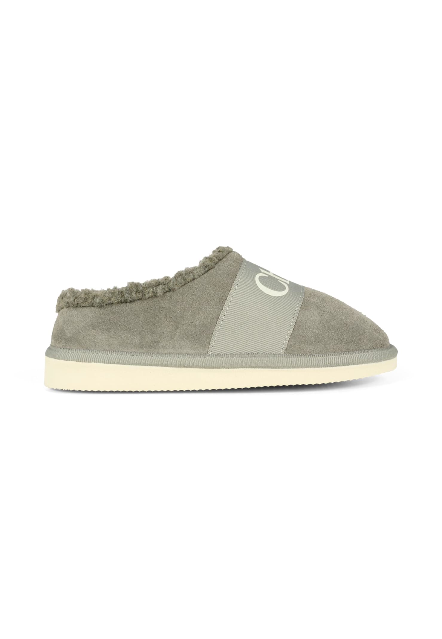 Chloé Grey Mules For Girl With Logo In Multi
