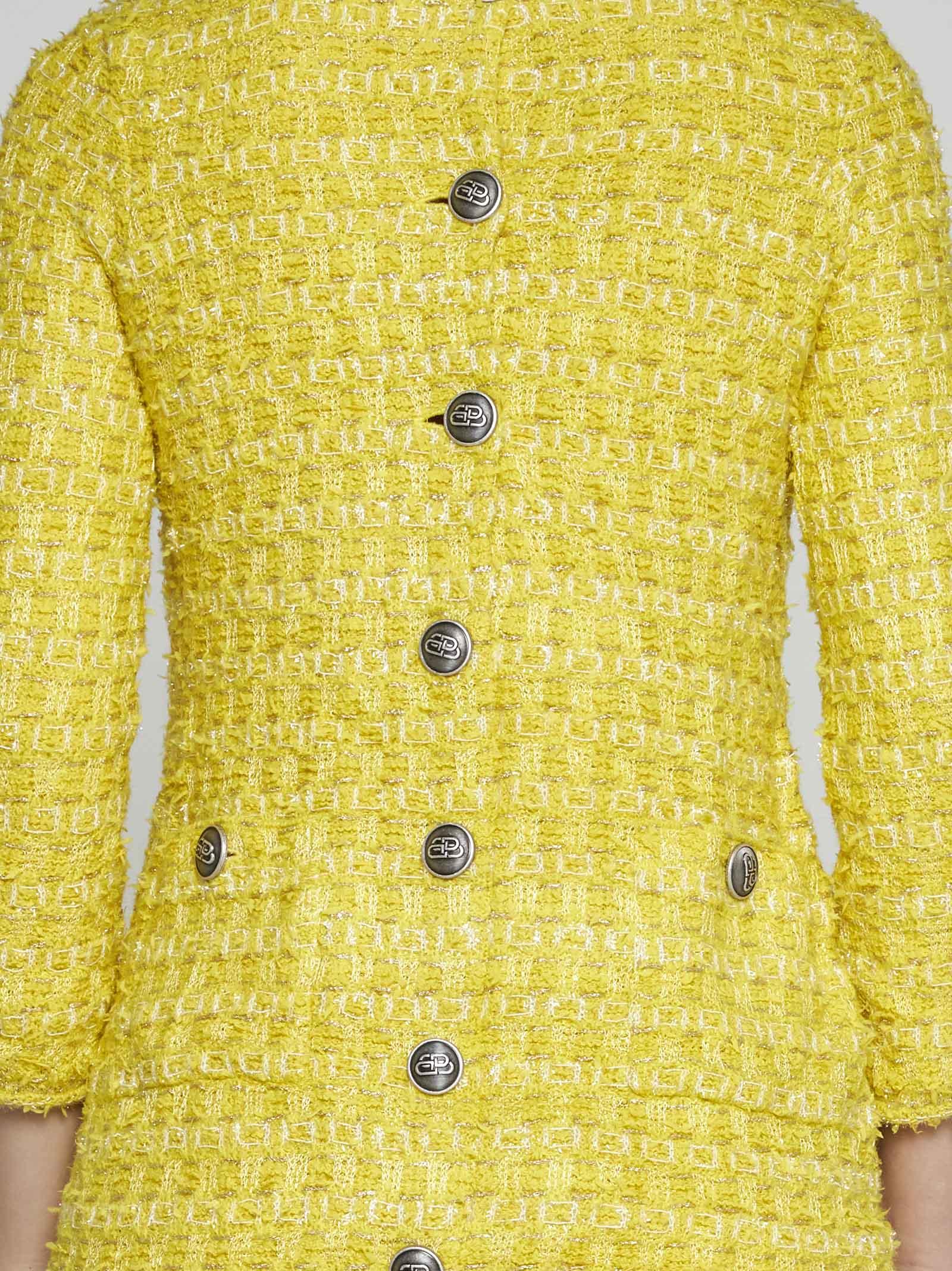 Shop Balenciaga Wool-blend Boucle Dress In Yellow