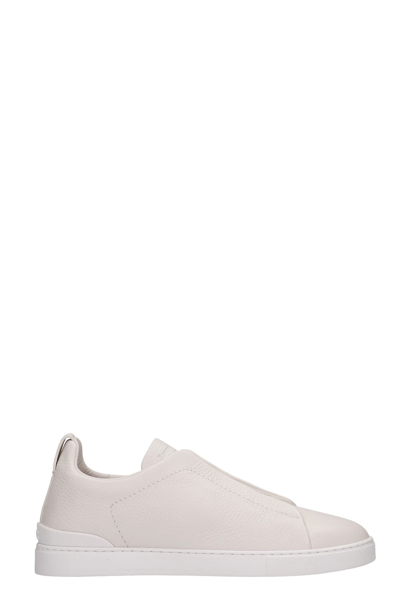 Ermenegildo Zegna Triple Stich Sneakers In White Leather
