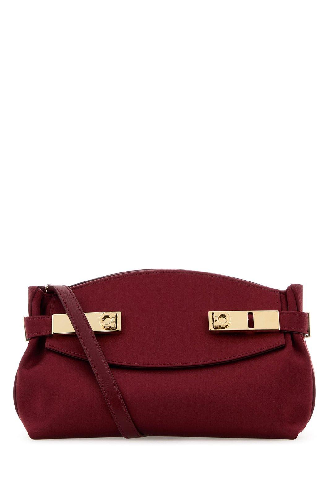 Shop Ferragamo Gancini Buckle Tote Bag In Borgogna