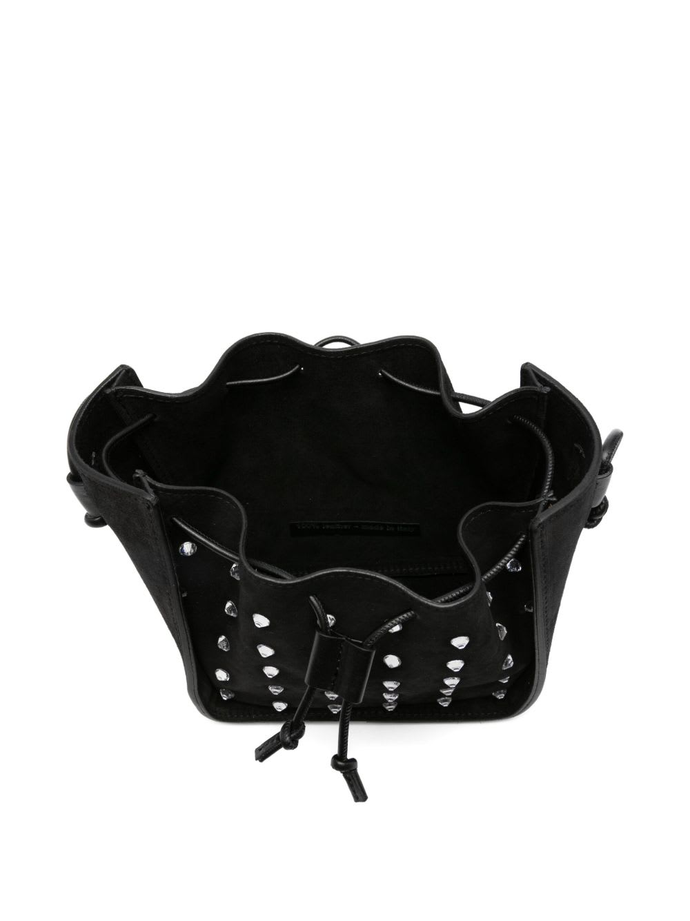 Forte Forte My Pepita Crystal-embellished Bucket Bag In Black