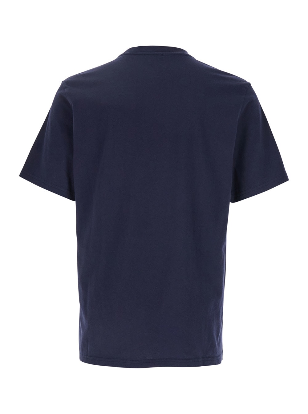 Shop Autry Blue Round Neck T-shirt With Logo Embroidered On The Front In Cotton Man