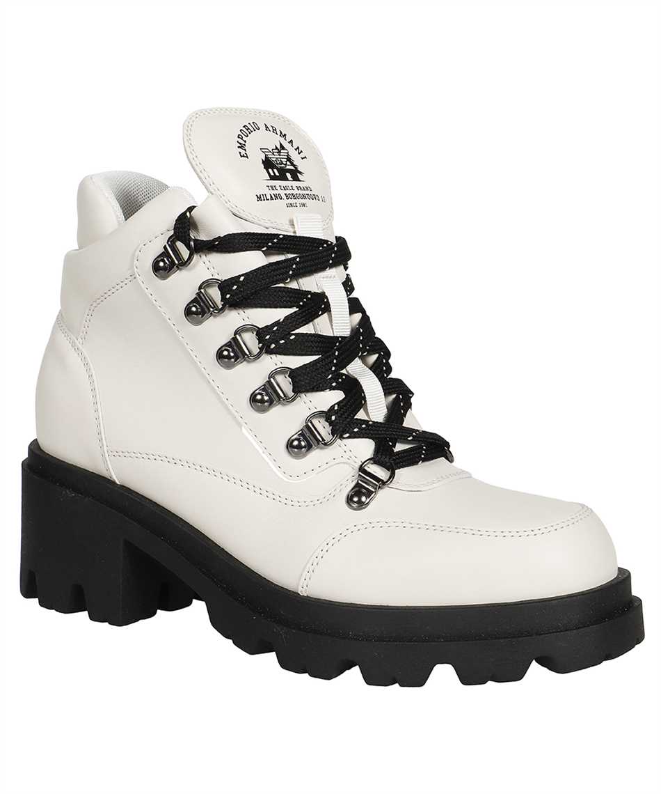 Shop Emporio Armani Leather Lace-up Boots In Ivory