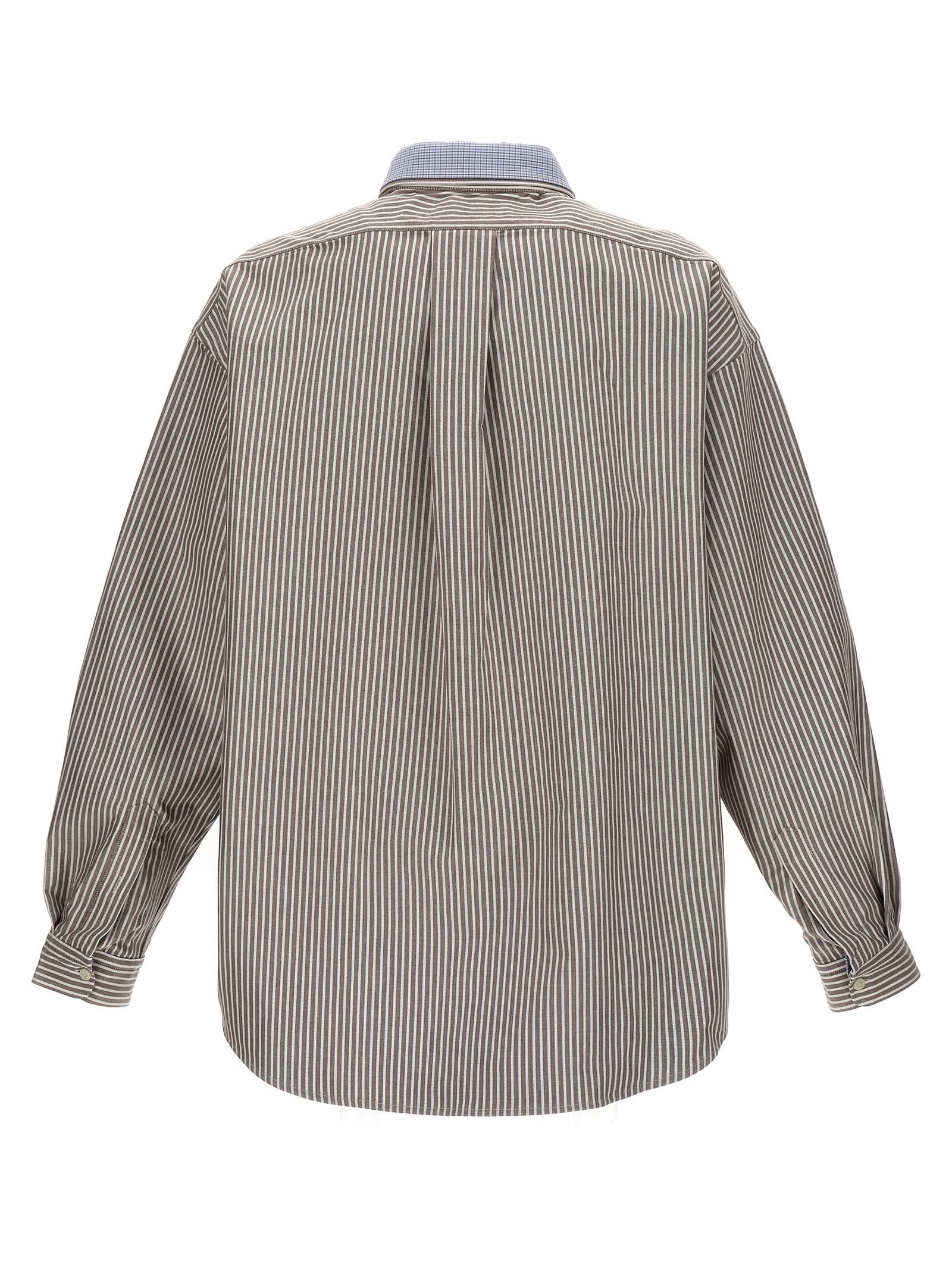 Shop Hed Mayner Pinstripe Oxford Overshirt In White