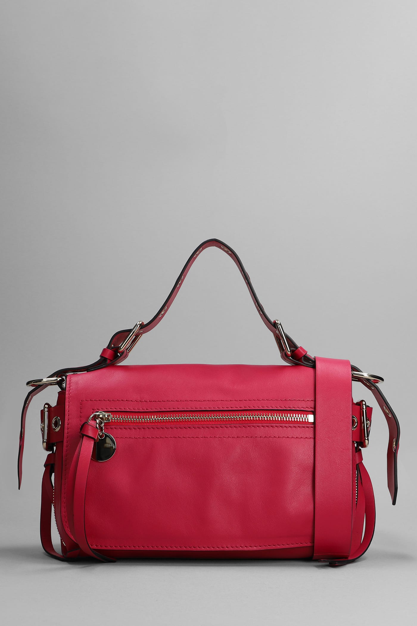 Red Valentino Leather Shoulder Bag In Fuxia