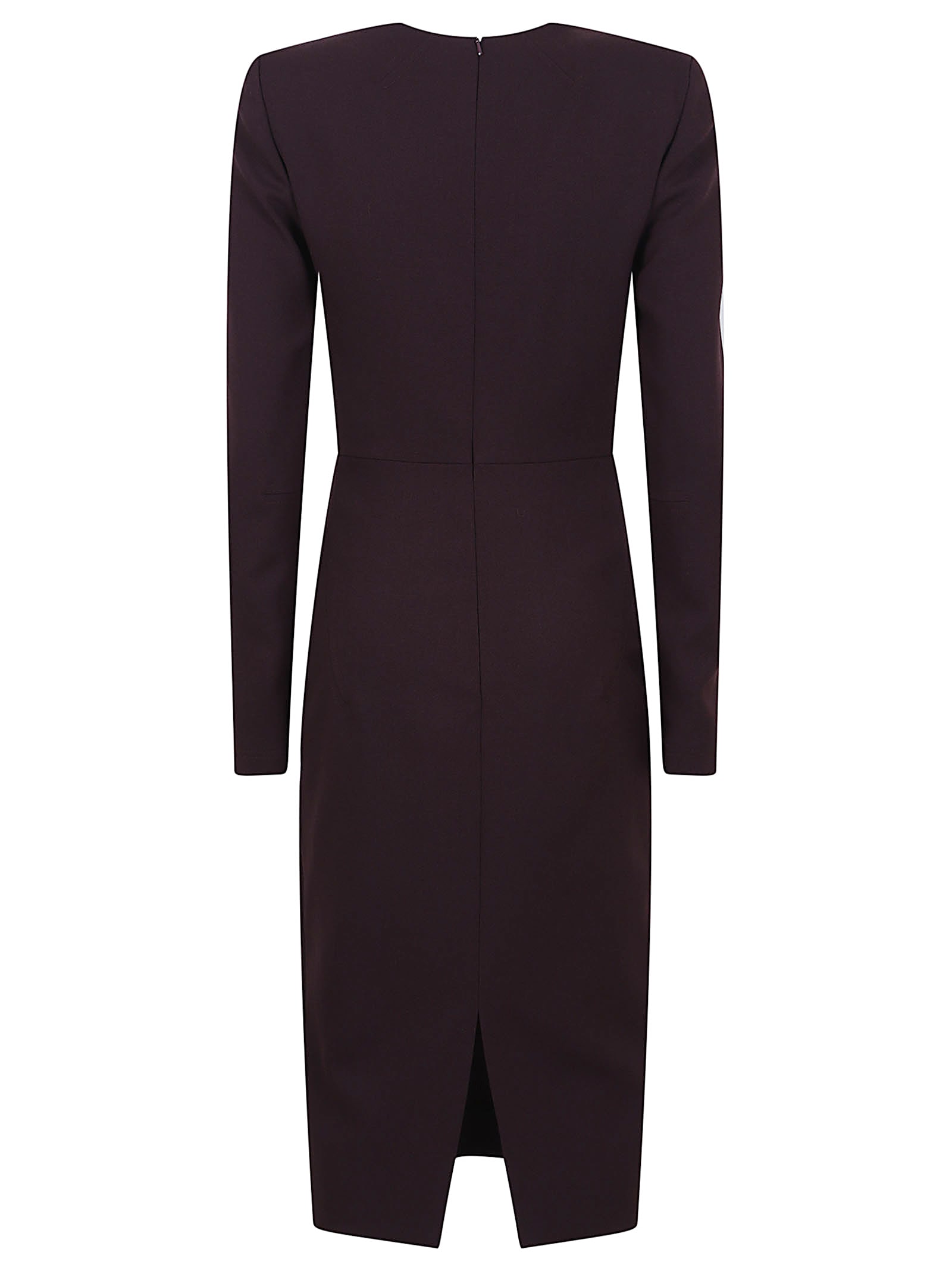 Victoria Beckham Fitted Long Sleeve Dress With Slit Back In Brown