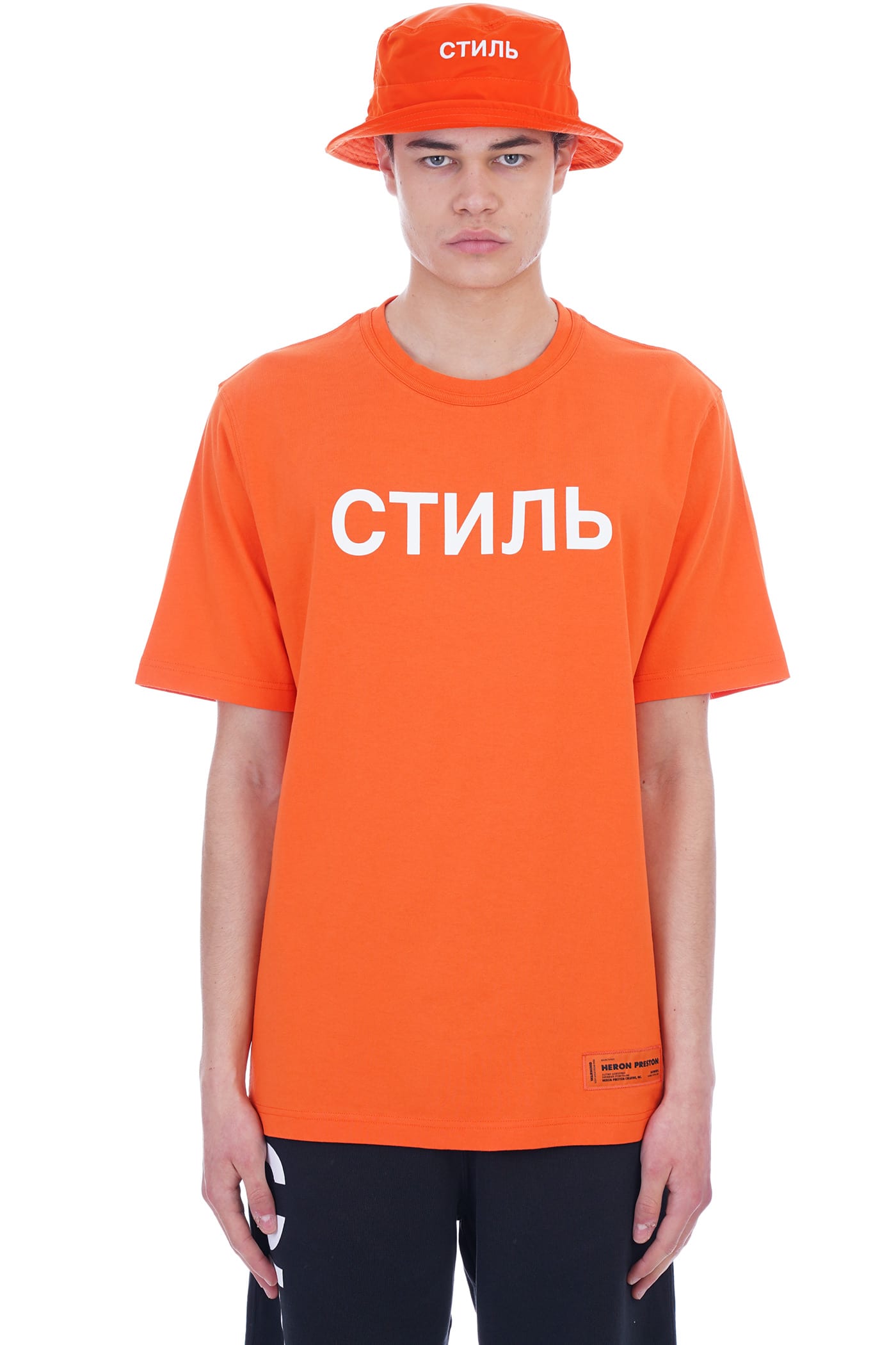 HERON PRESTON T-SHIRT IN ORANGE COTTON