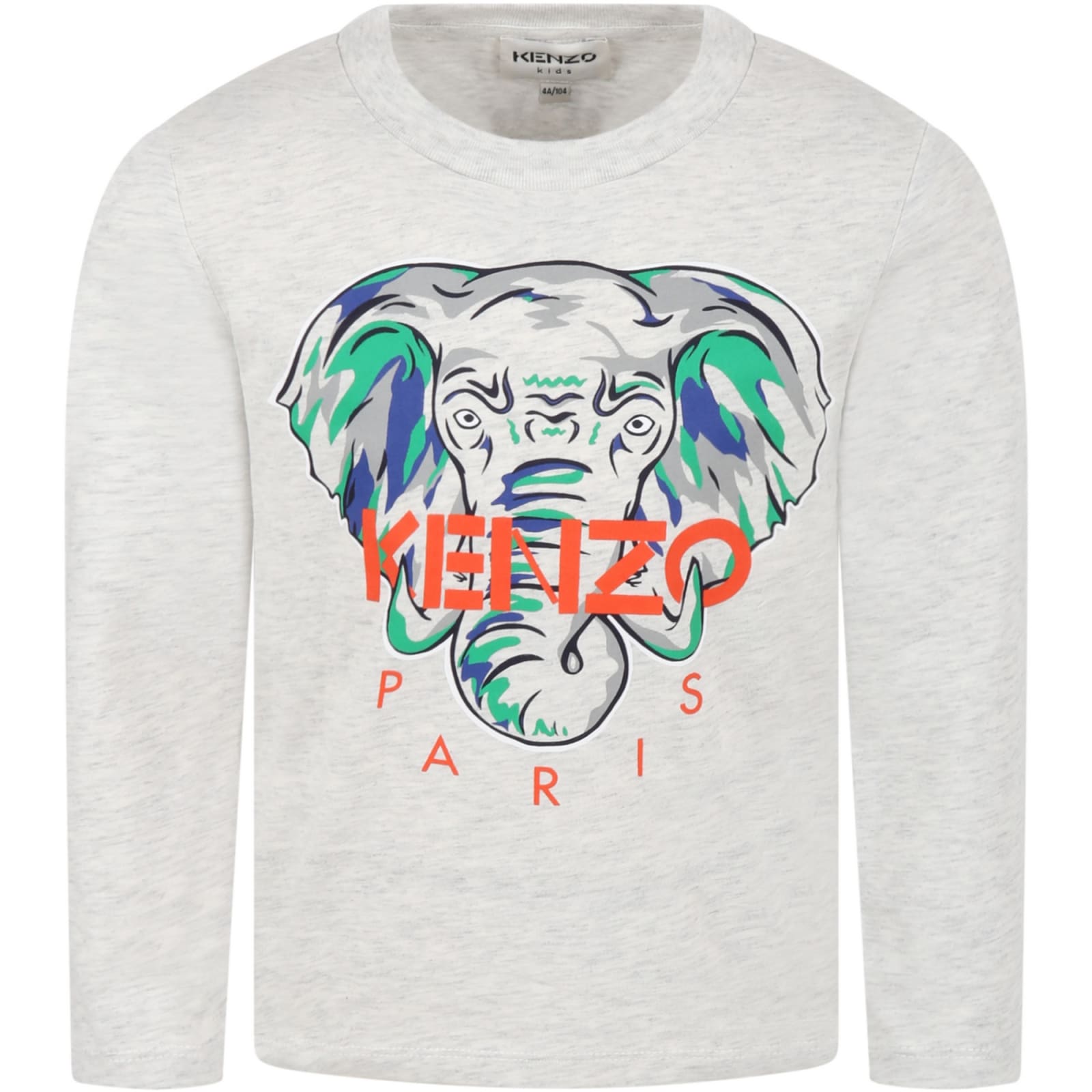 Kenzo Kids Grey T-shirt For Boy With Elephant