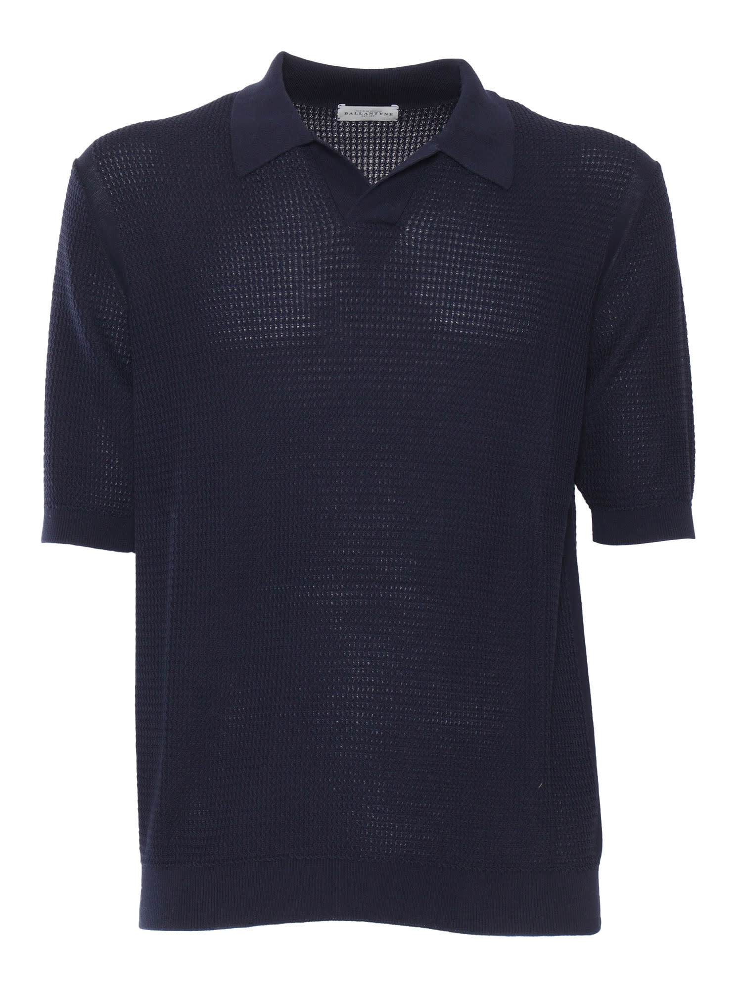 Ballantyne Short-sleeve Waffle-knit Polo Shirt In Blue
