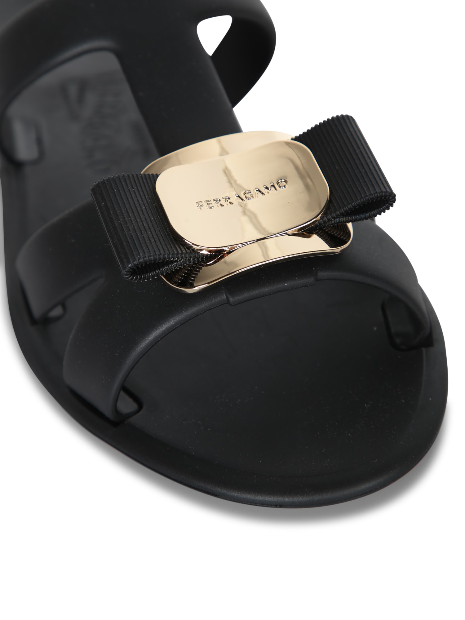Shop Ferragamo Vara Rubber Sandals In Black