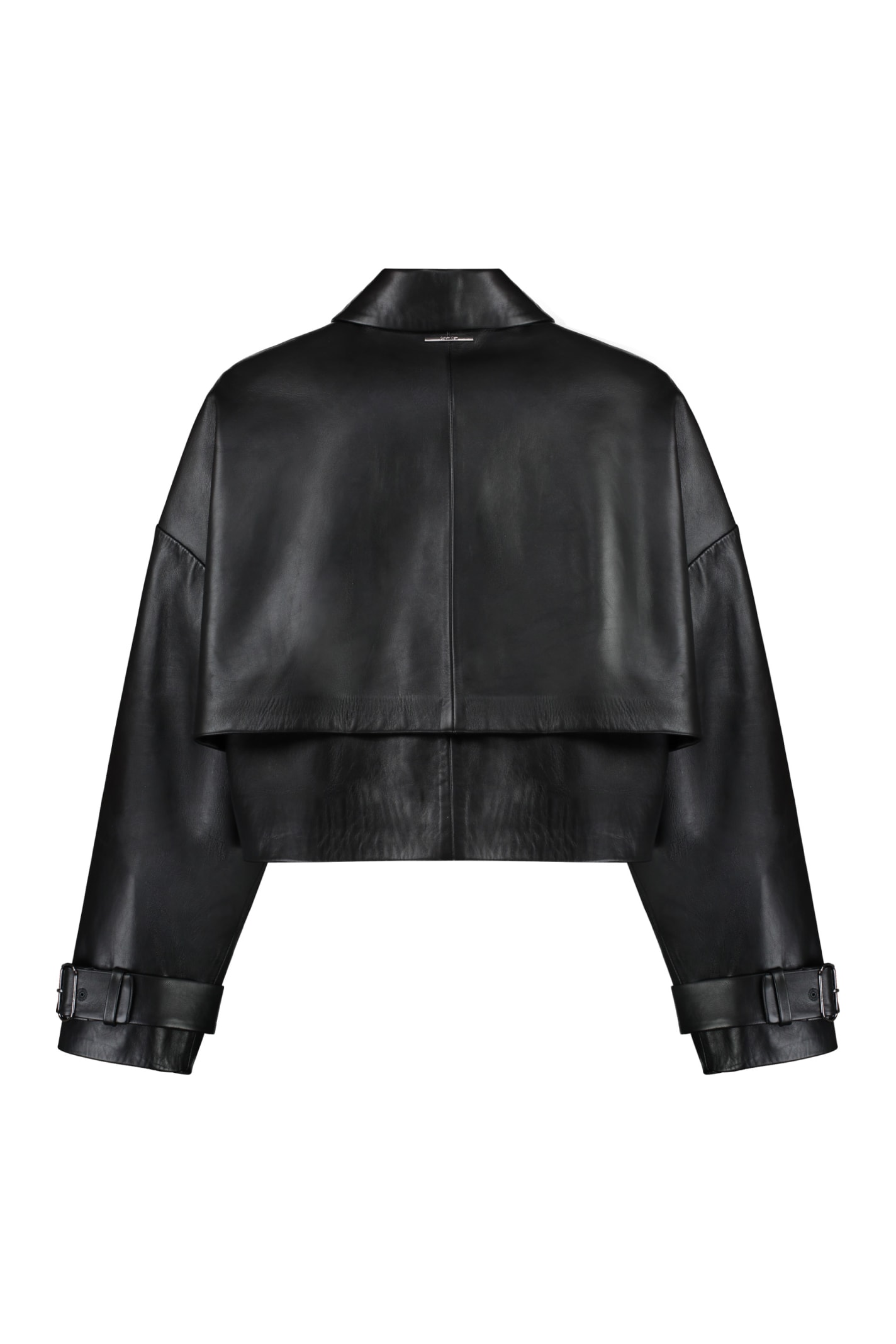 Shop Calvin Klein Leather Jacket In Beh Ck Black