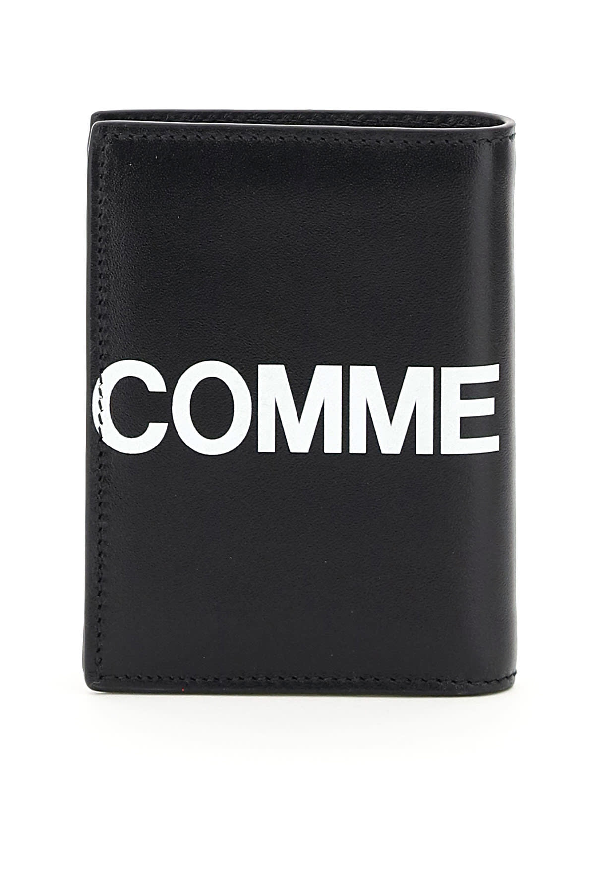 Shop Comme Des Garçons Small Bifold Wallet With Huge Logo In Black