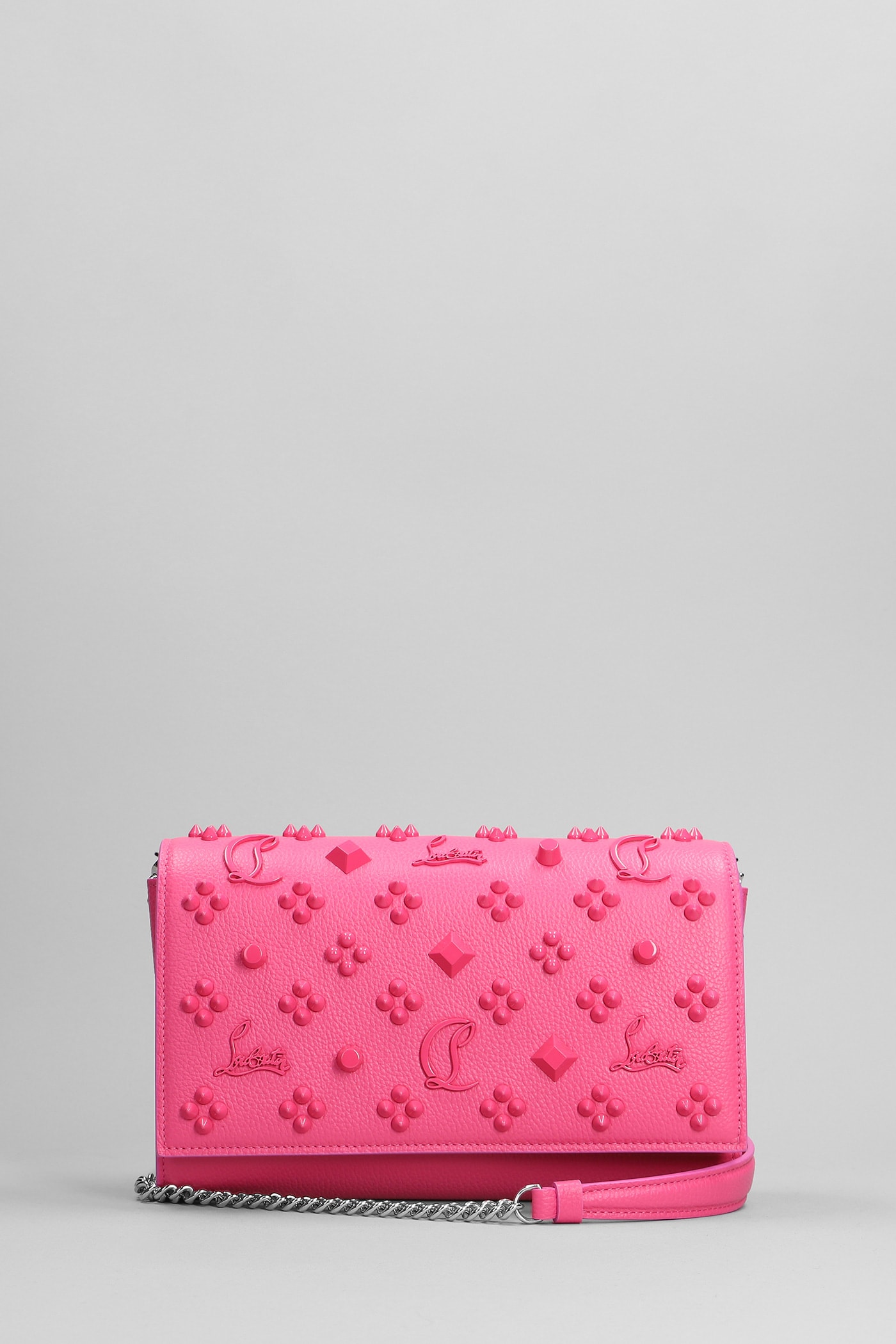 Christian Louboutin Paloma Clutch Hand Bag In Rose-pink Leather