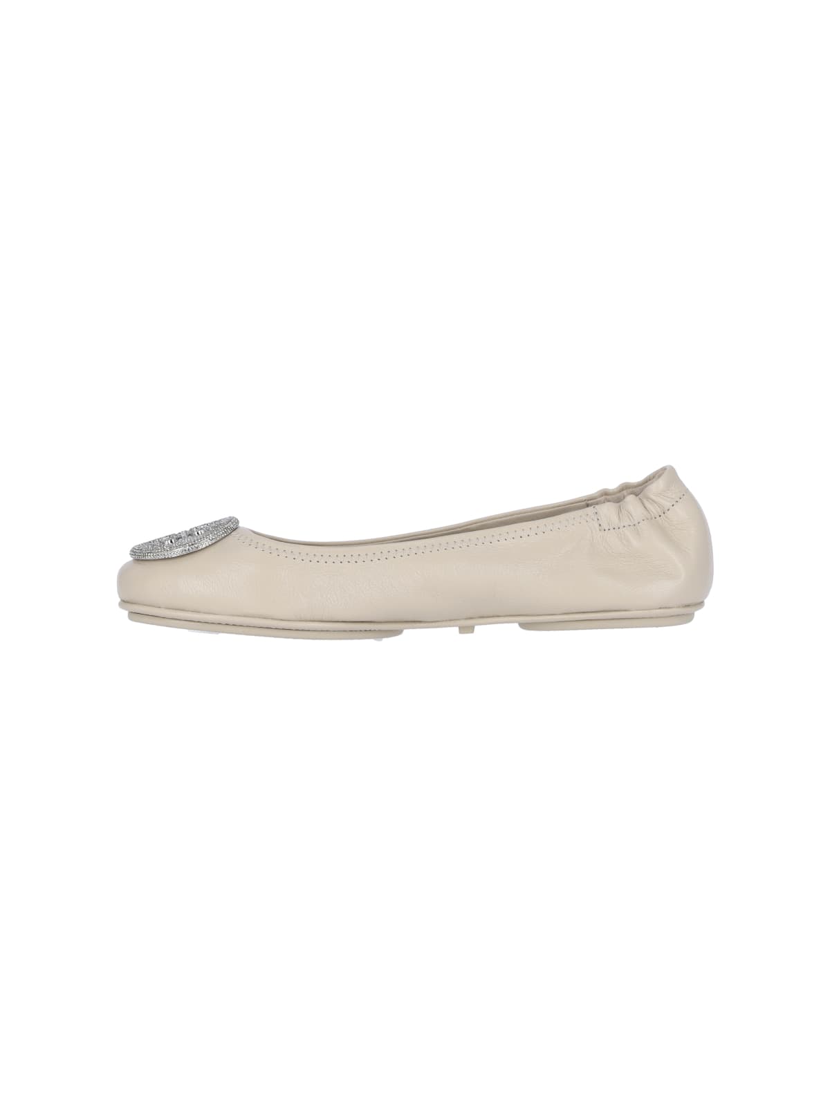 Shop Tory Burch Minnie Ballet Flats In Beige