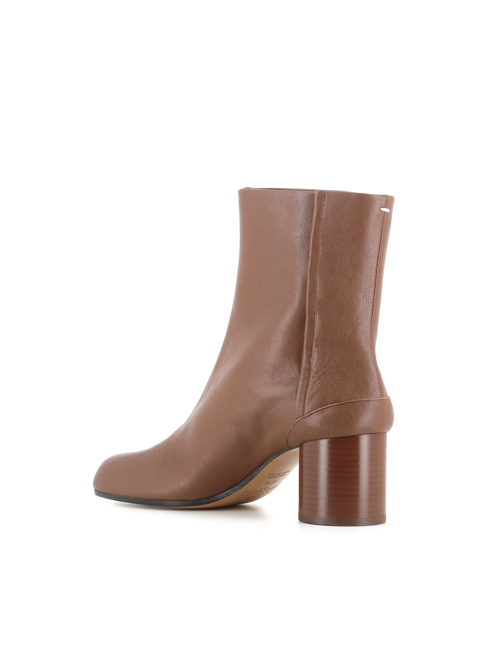 Maison Margiela Tabi High Heels Ankle Boots In Brown Leather In Brown
