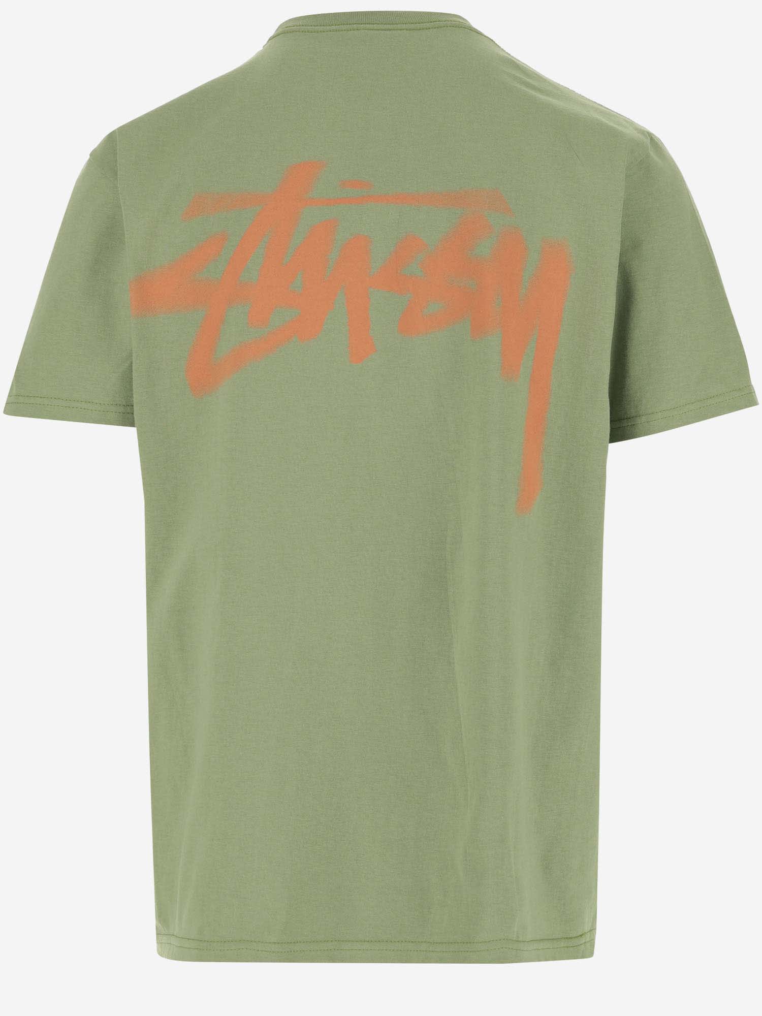 Shop Stussy Cotton T-shirt With Logo In Moss