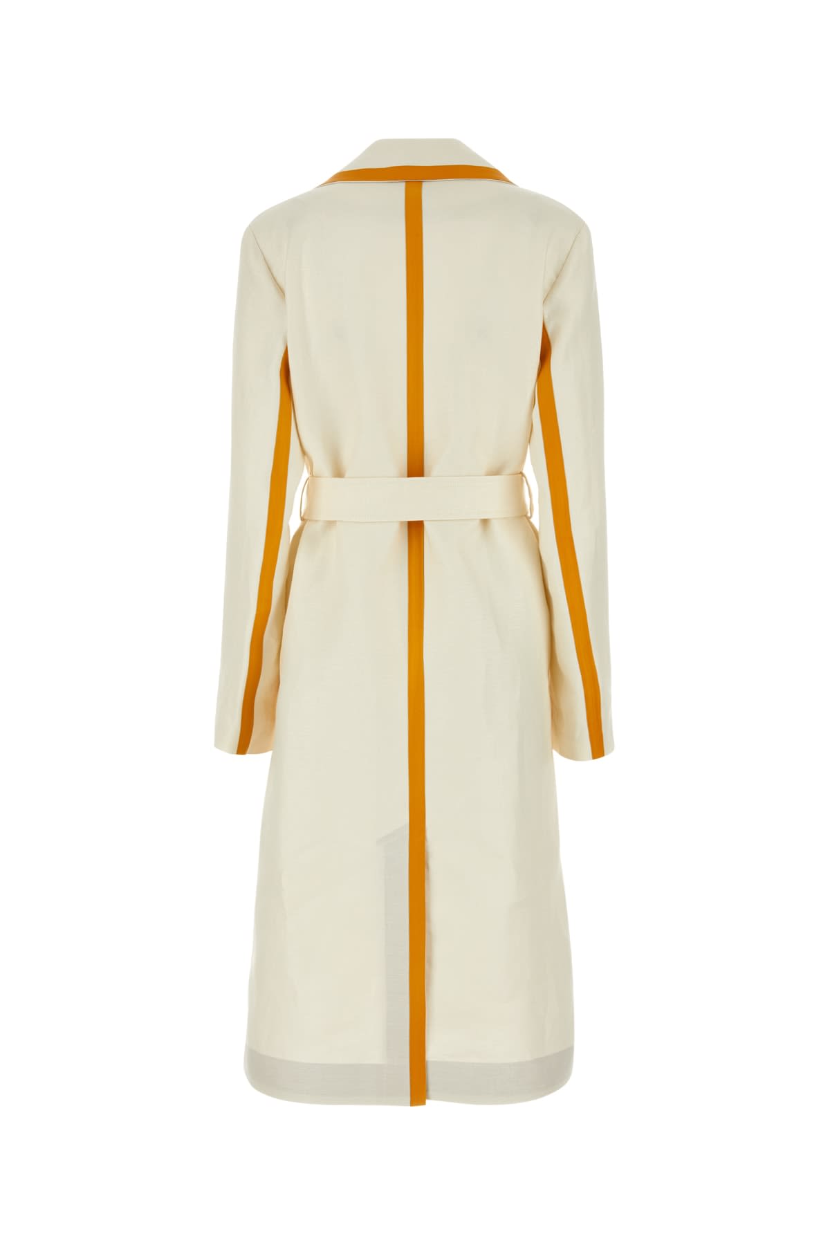 Chloé Leather-trimmed Linen-canvas Trench Coat In Coconutmilk