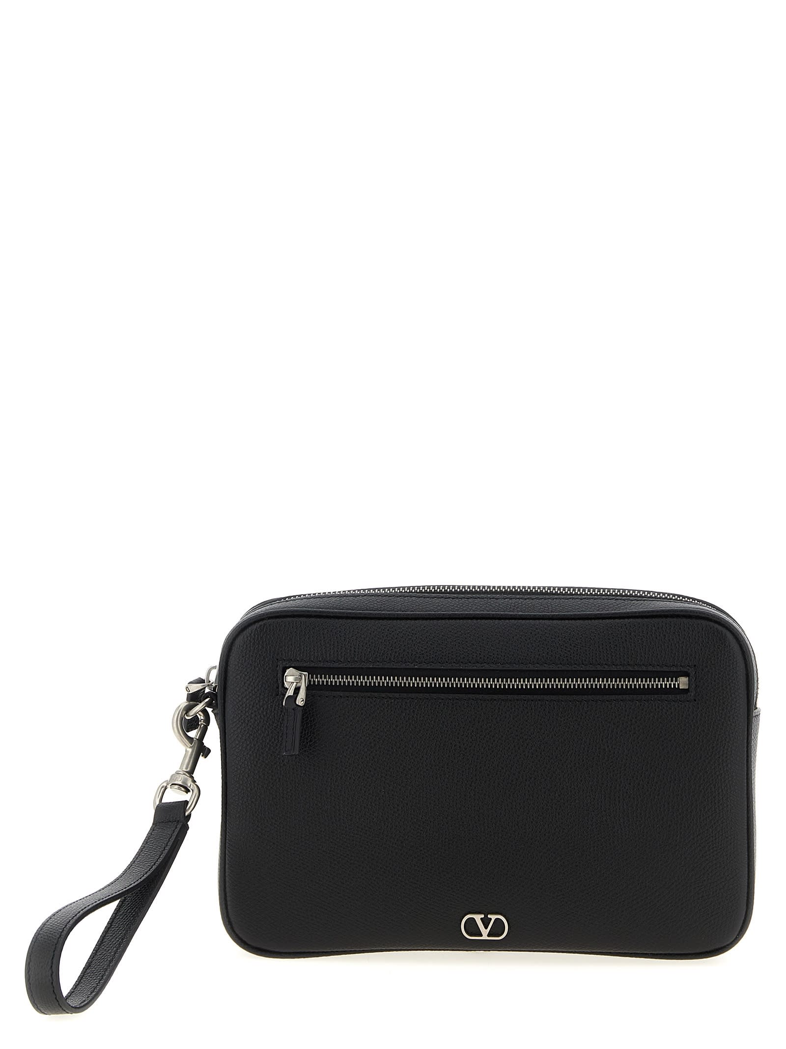 クラッチバッグ Valentino Garavani Black Leather Vlogo Signature Clutch Valentino Garavani VLogo Signature Clutch Bag | Black