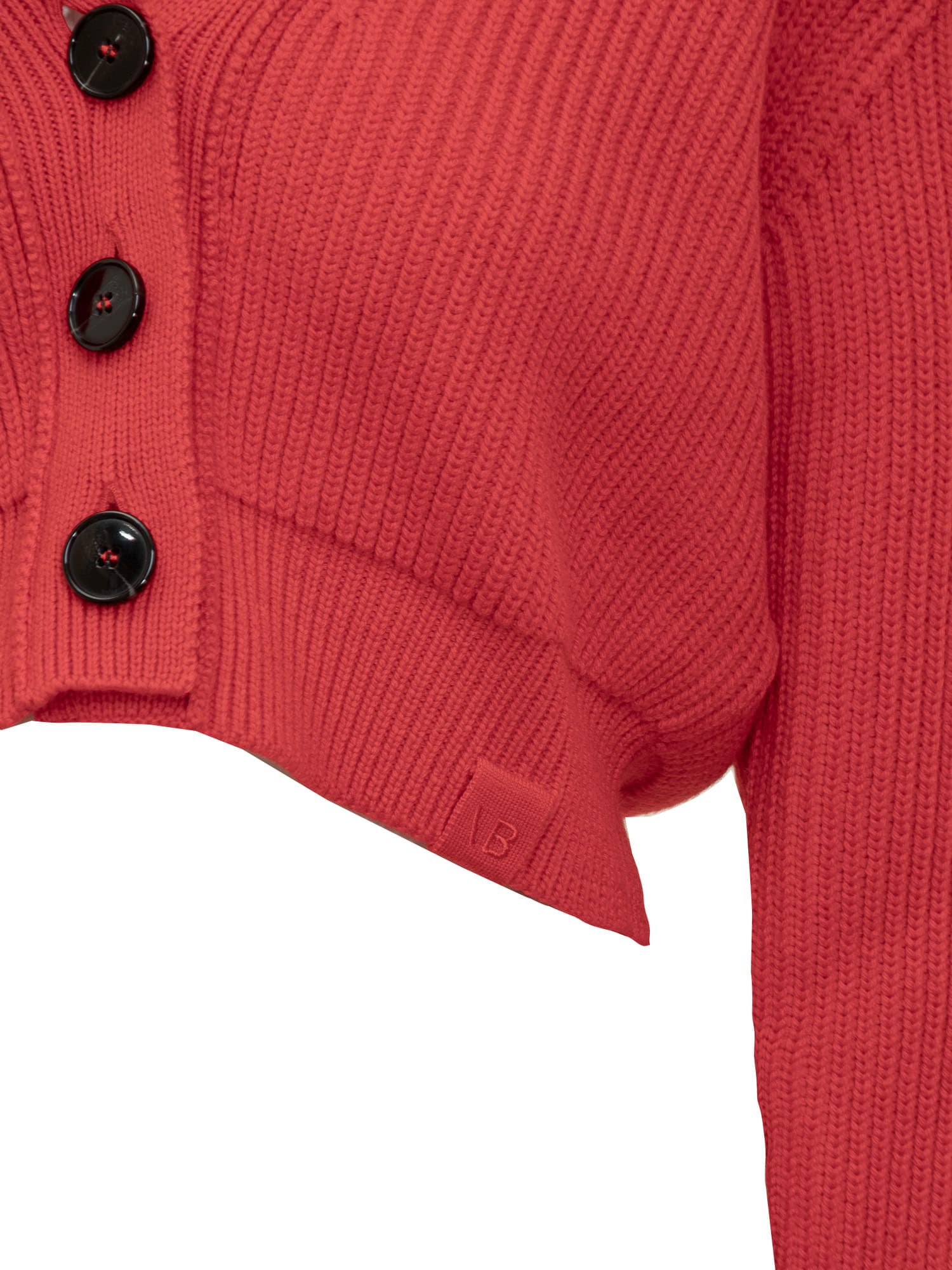 Shop Victoria Beckham Cropped Vb Cardigan In Red