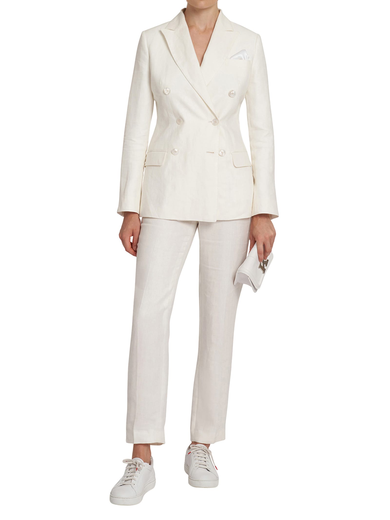 Shop Kiton Jacket Linen In White