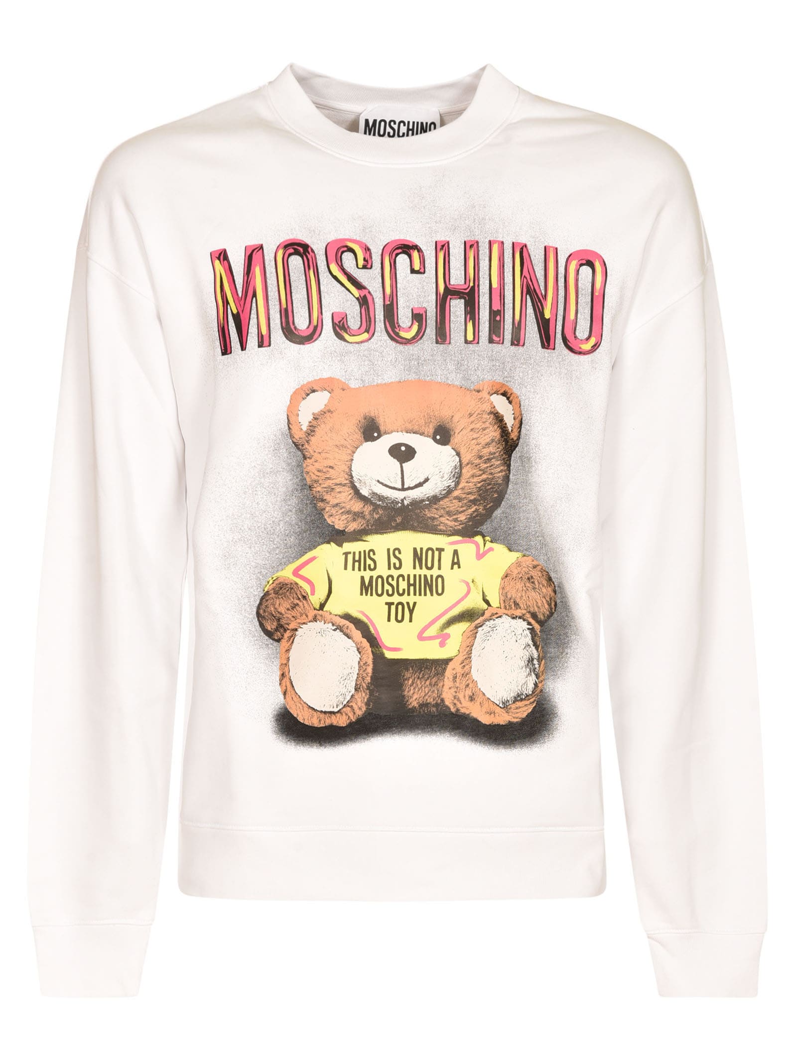 Moschino Bear Logo Print Sweatshirt In White