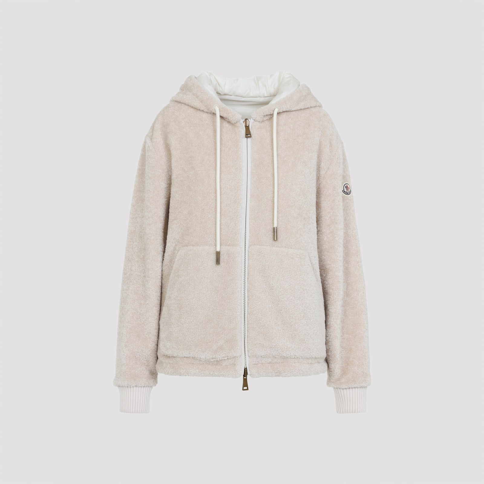 Moncler Hooded Cardigan Featuring Front Pockets In White
